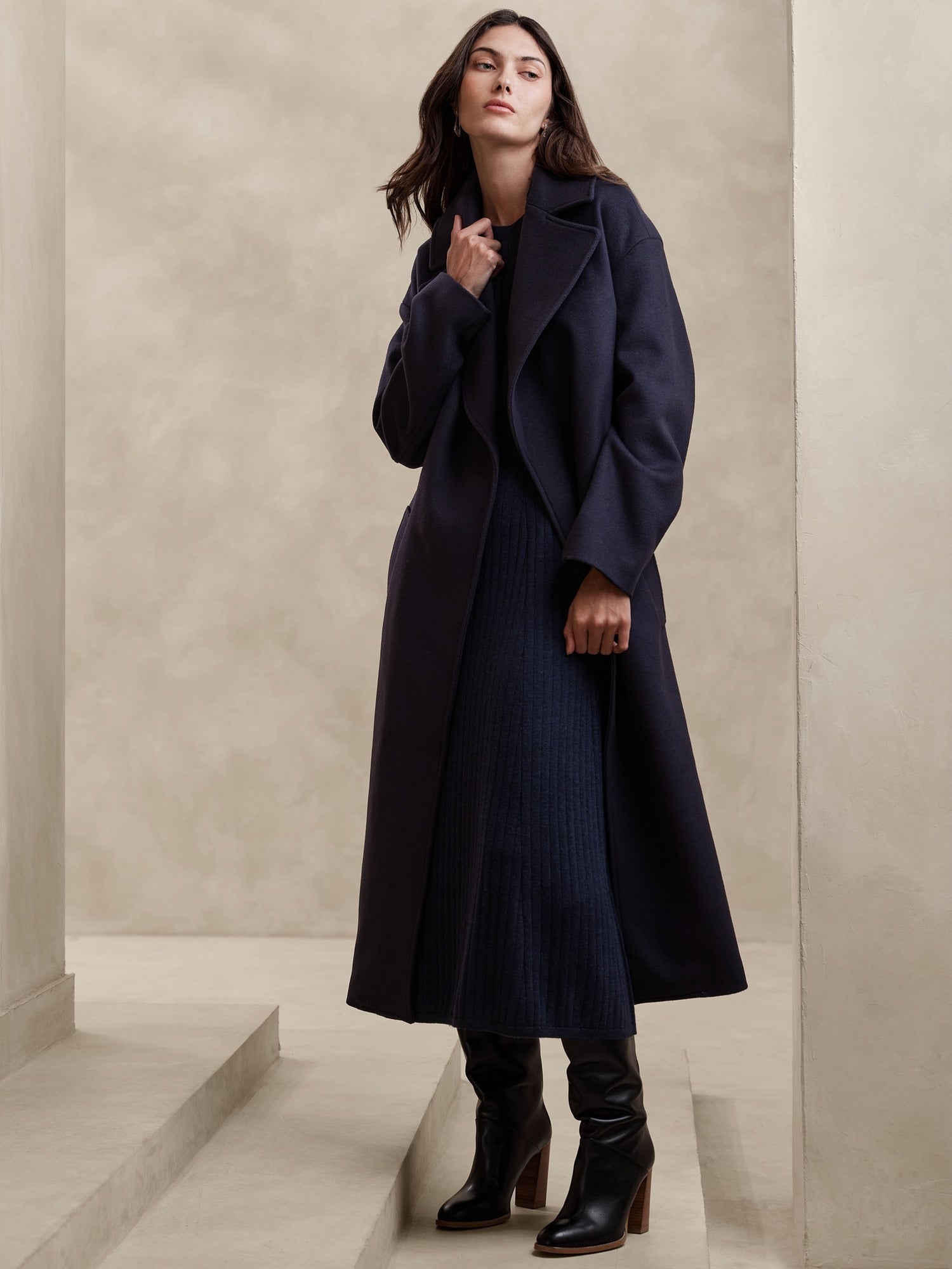 Wrap cashmere store coat