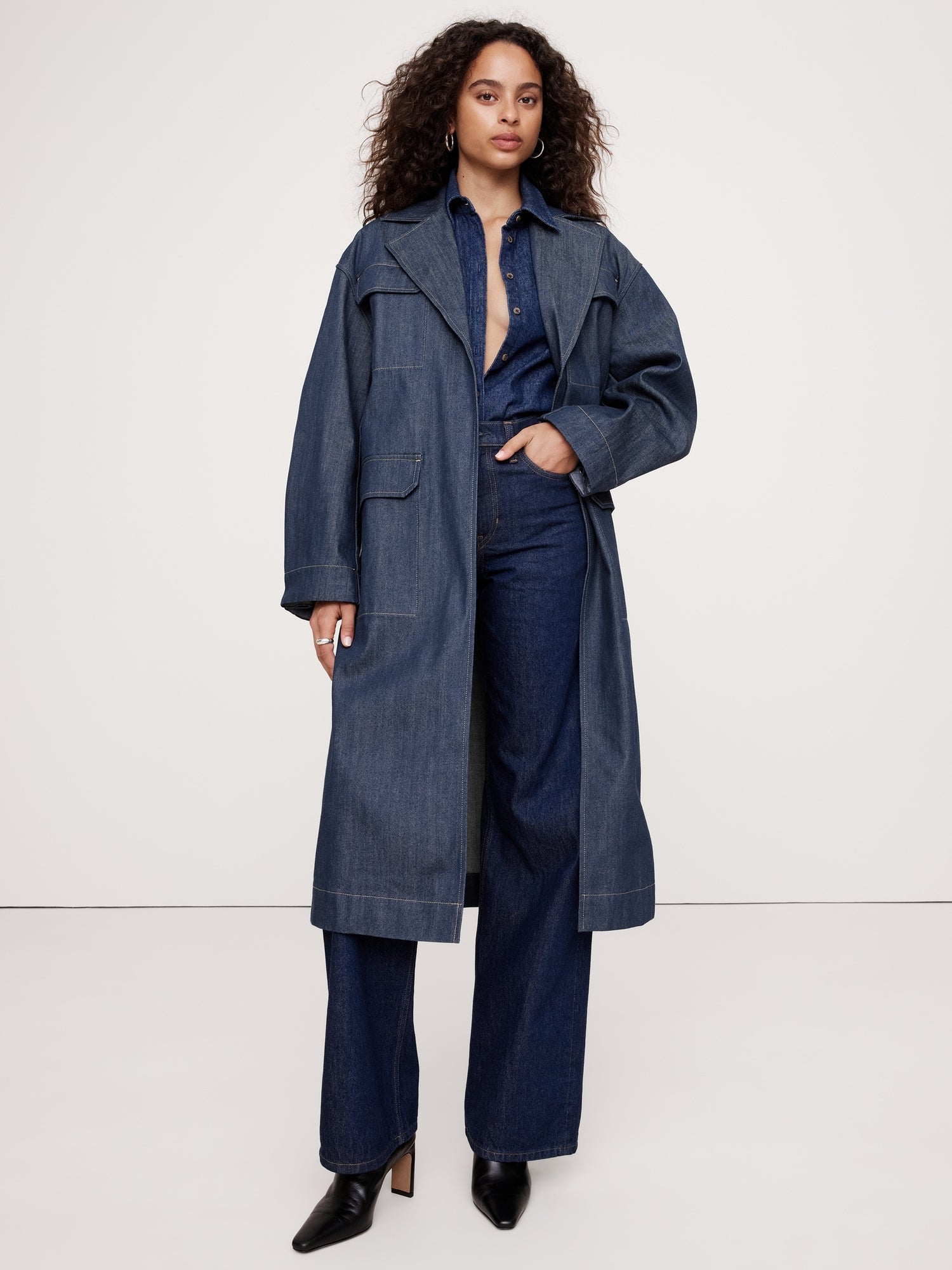 Oversized Denim Trench Coat BANANA REPUBLIC Kuwait Official Store