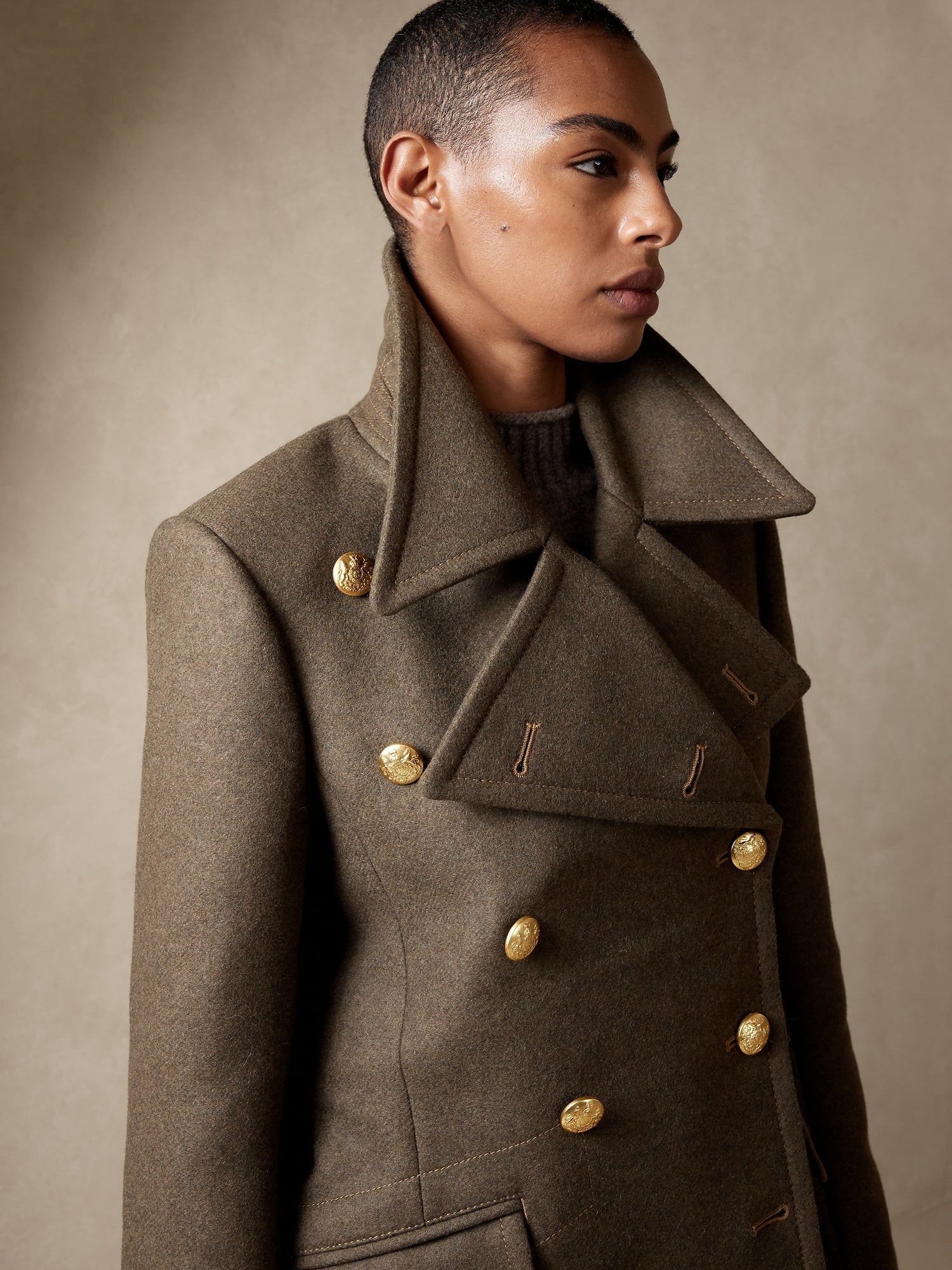 Italian melton outlet military coat