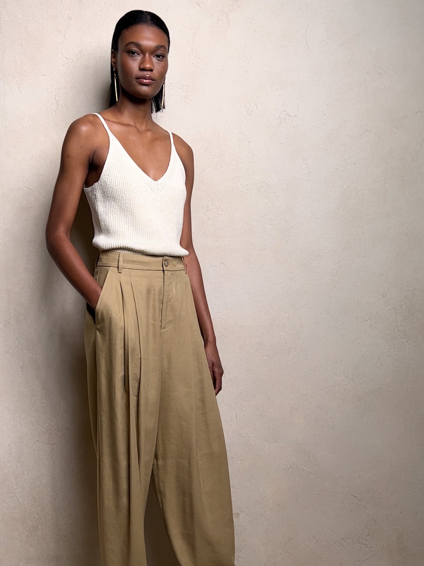 Lena Wide-Leg Linen-Blend Pant