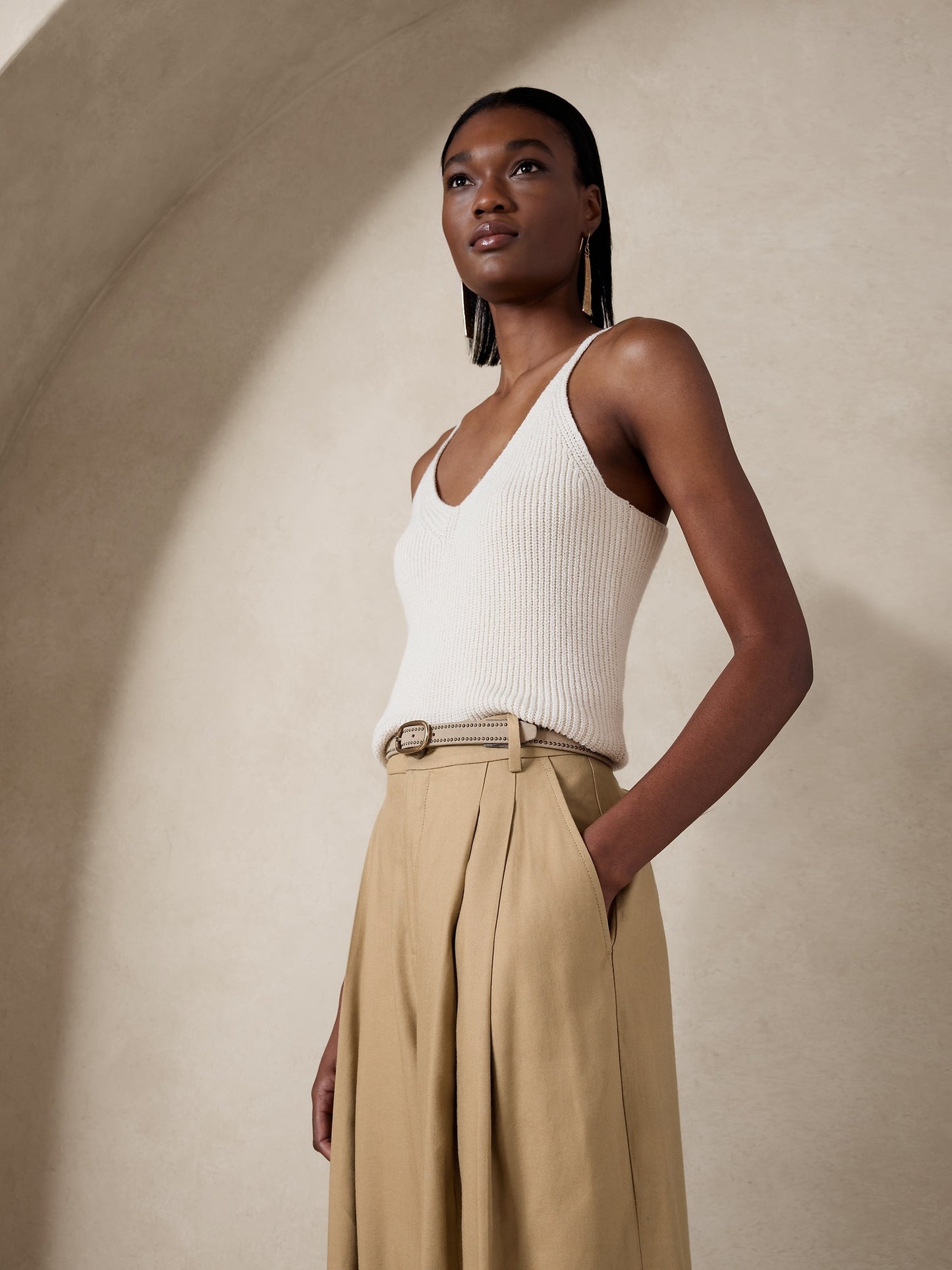 Lena Wide-Leg Linen-Blend Pant