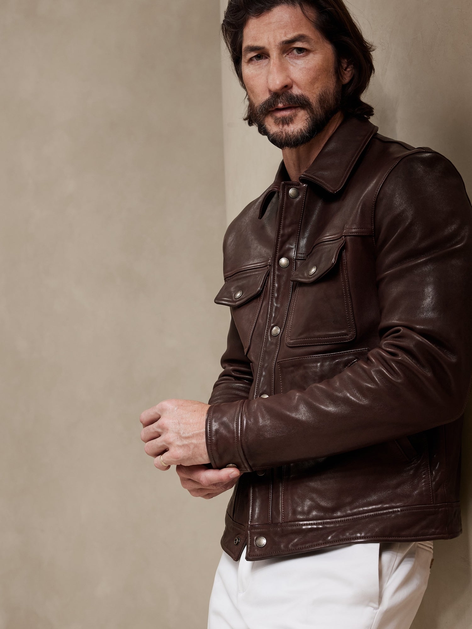 Leather hot sale trucker jackets