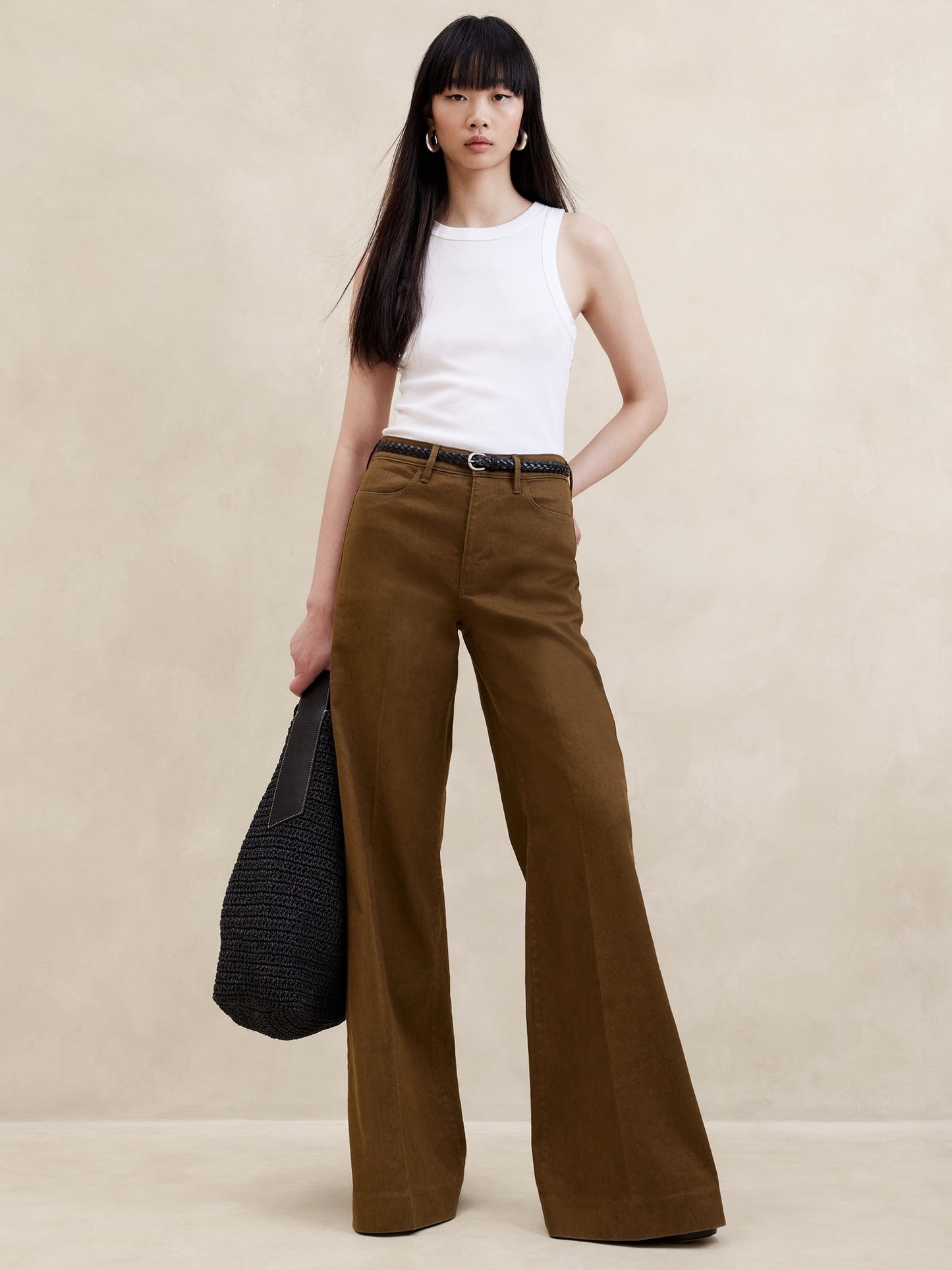 Italian Linen-Cotton Wide Leg Jean Pant