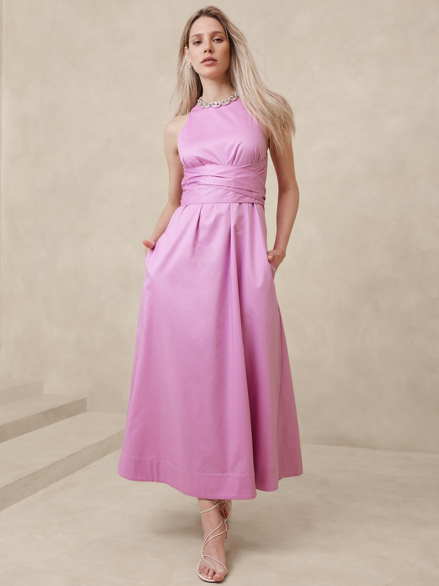 Stretch-Cotton Poplin Maxi Dress