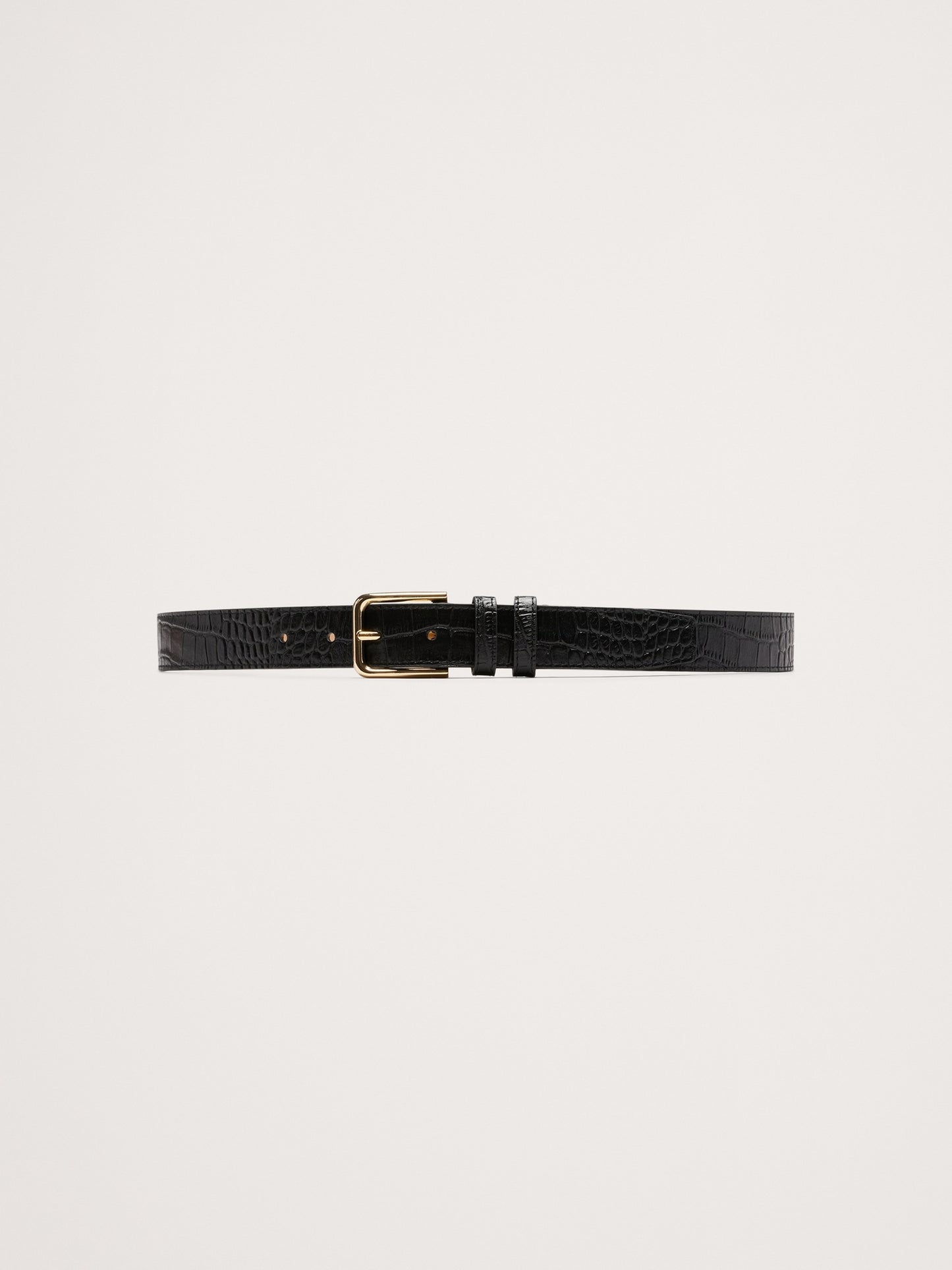 Topstitched Embossed Leather Belt