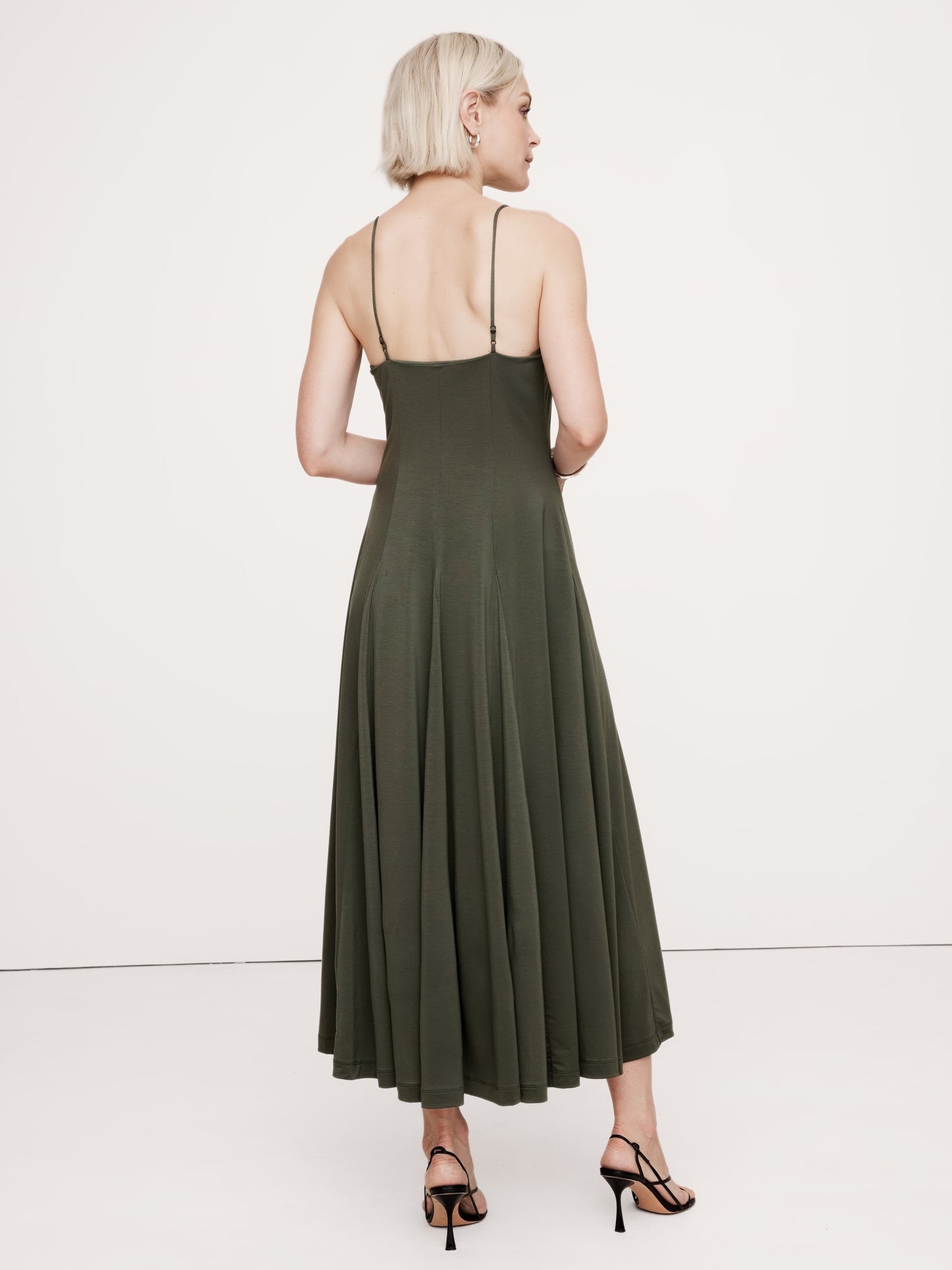 Drapey Jersey Godet Maxi Dress