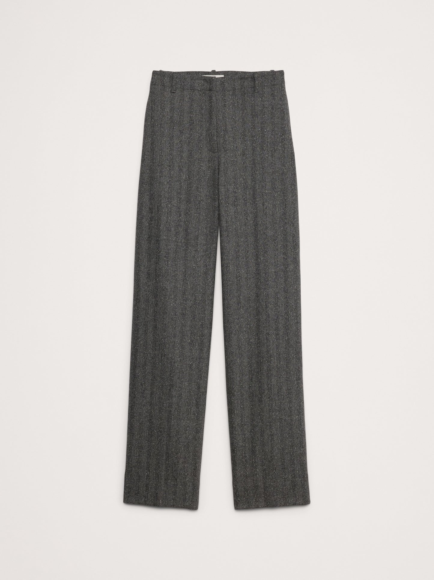 High-Rise Modern Straight Herringbone Pant