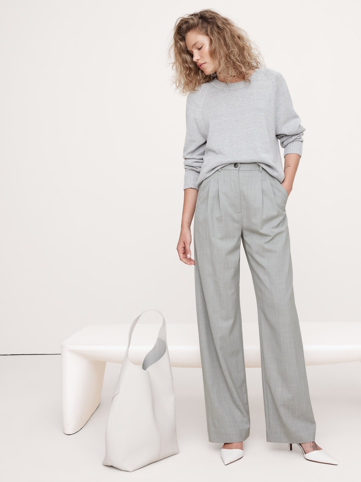 High-Rise Wide-Leg Wool Pant