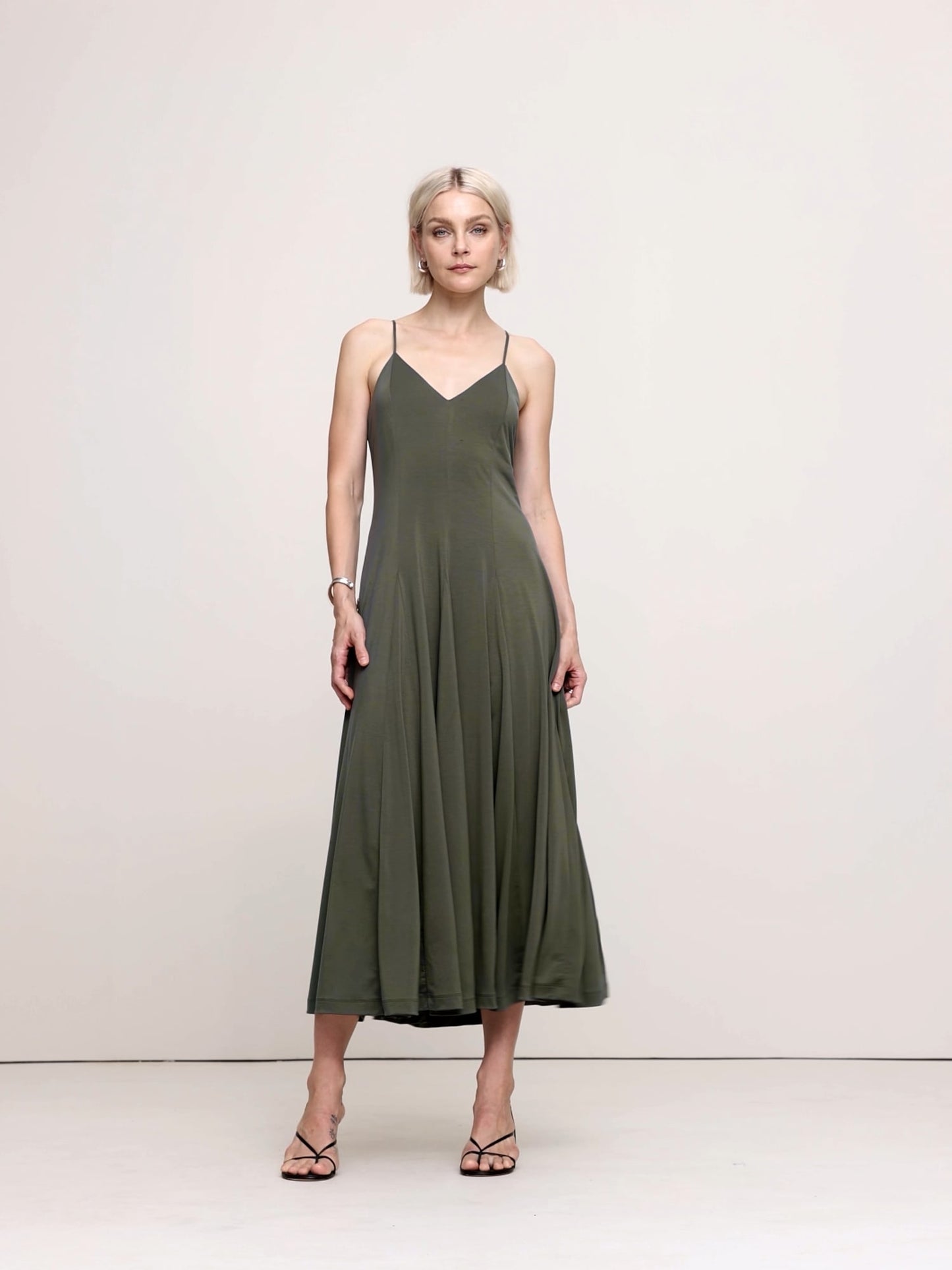 Drapey Jersey Godet Maxi Dress