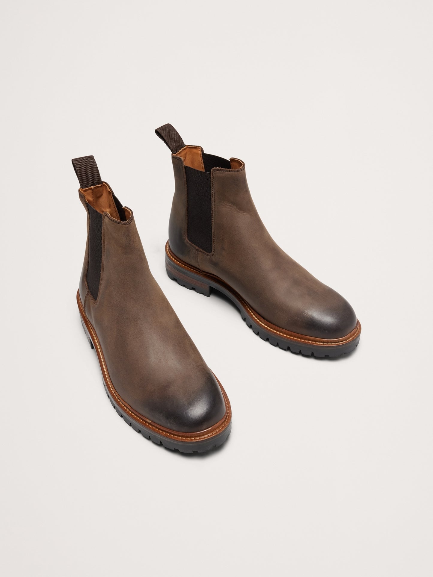 Burnished Italian Leather Chelsea Boot