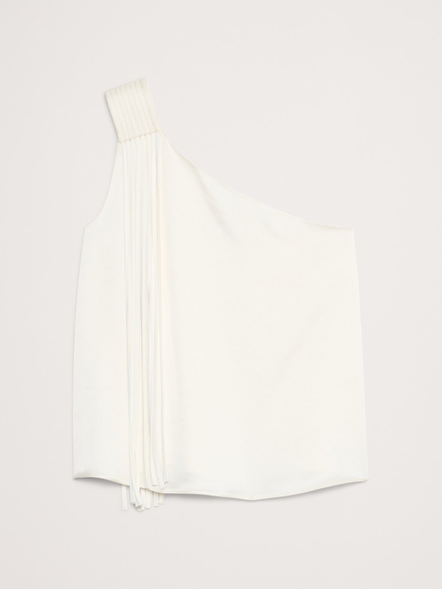 Satin One-Shoulder Fringe Top