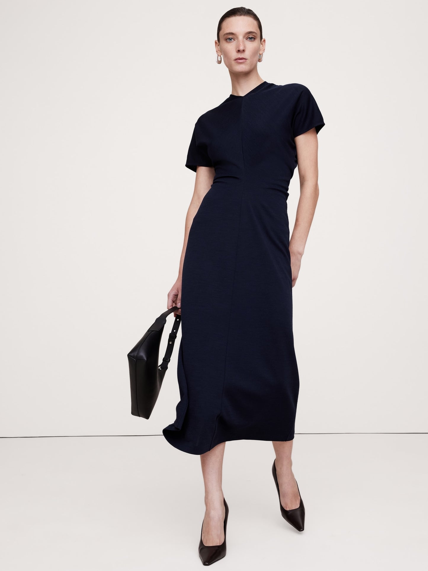 Wool-Blend Scuba Midi Dress