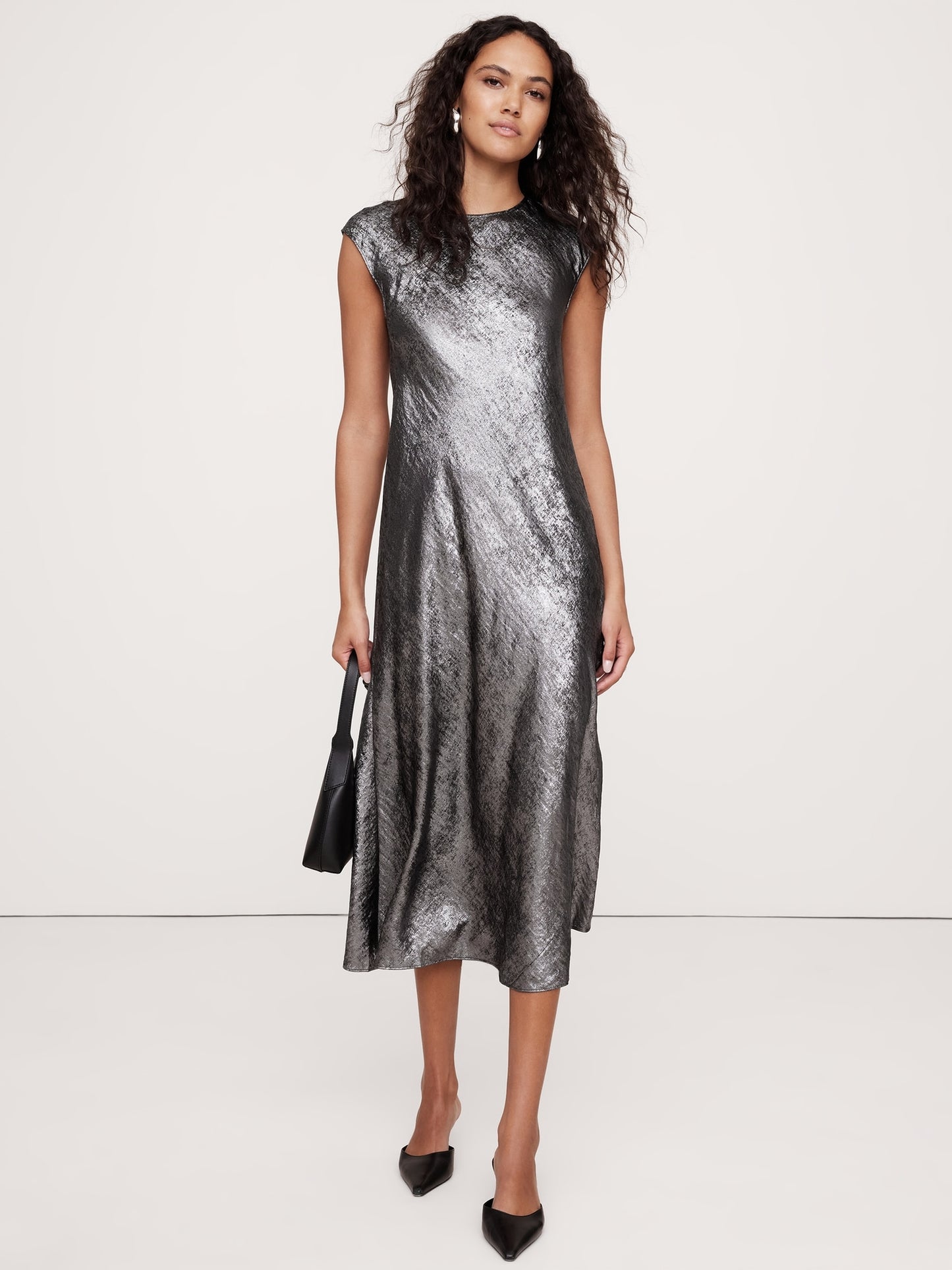 Bias-Cut Satin Midi Dress