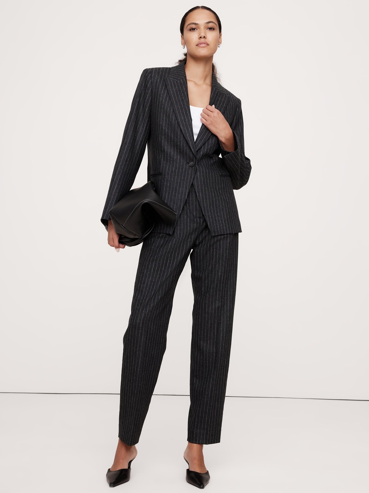 Relaxed Slim Pinstripe Flannel Blazer