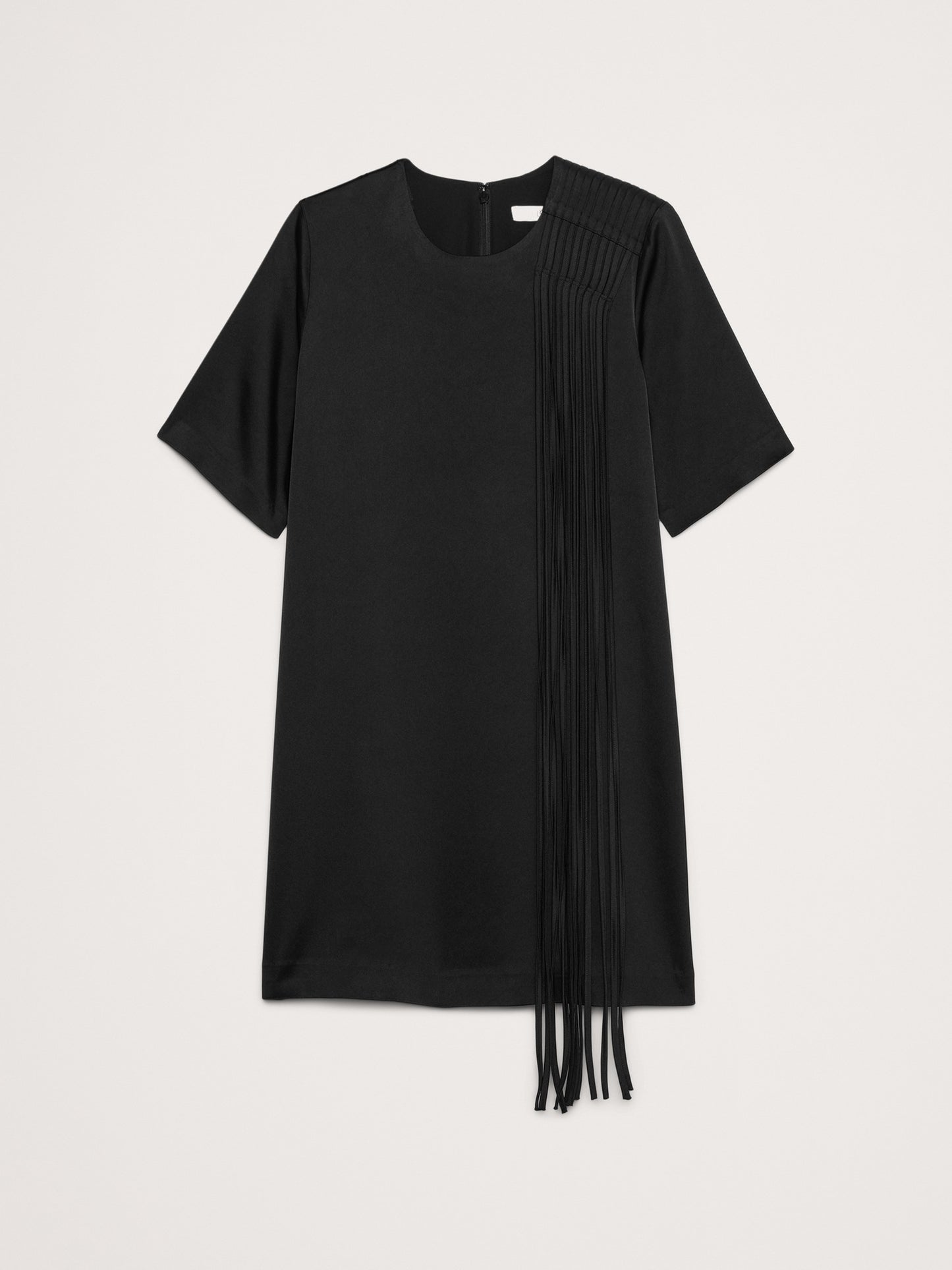 Satin Fringe Shift Dress