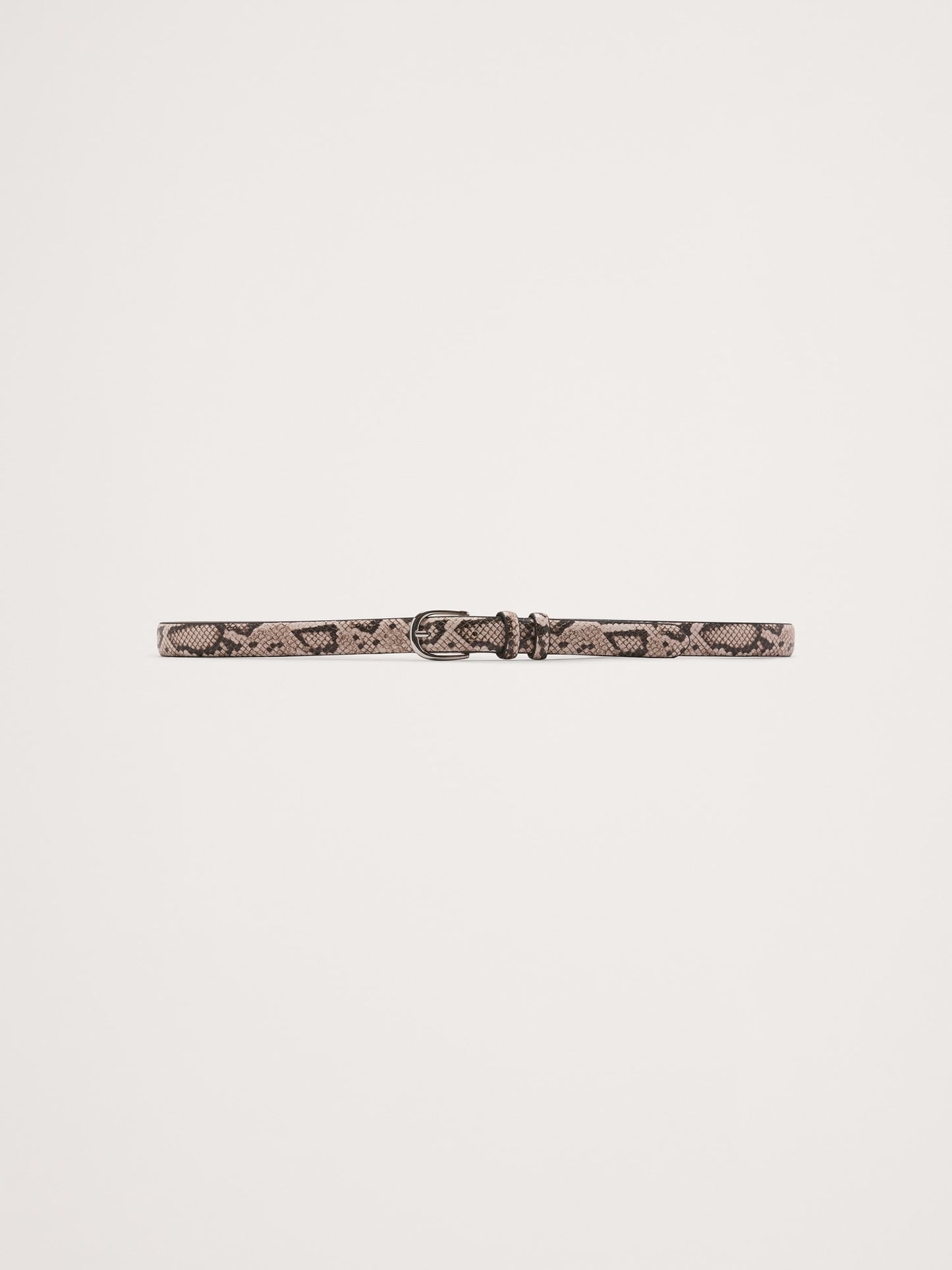 Slim Snake-Print Leather Belt