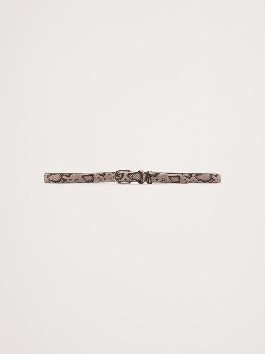 Slim Snake-Print Leather Belt