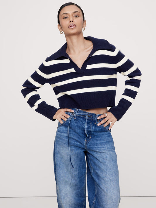 Cashmere Cropped Sweater Polo