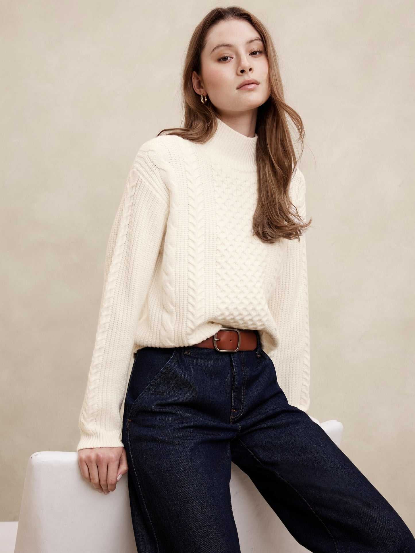 Cable Turtle-Neck Sweater