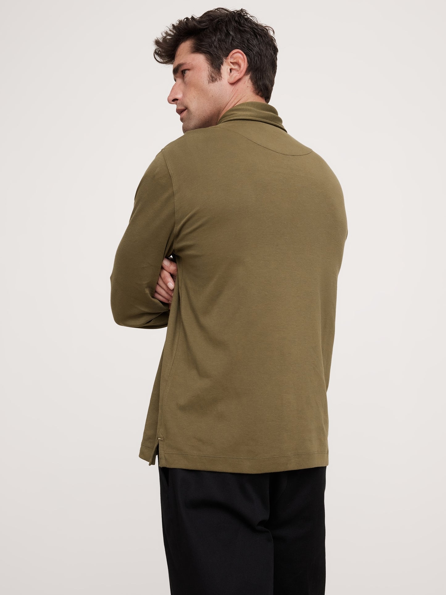 Luxury-Touch Long-Sleeve Polo