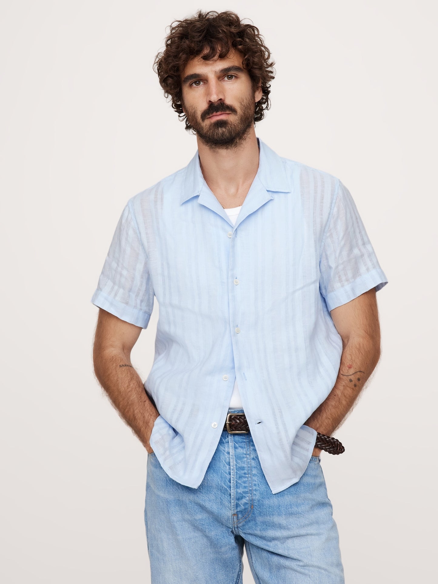 Standard-Fit Linen-Cotton Resort Shirt