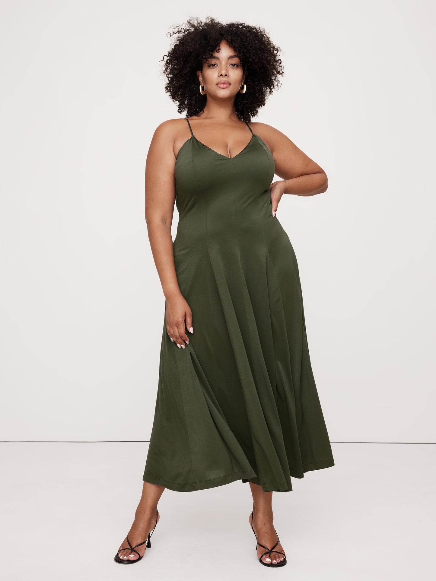 Drapey Jersey Godet Maxi Dress