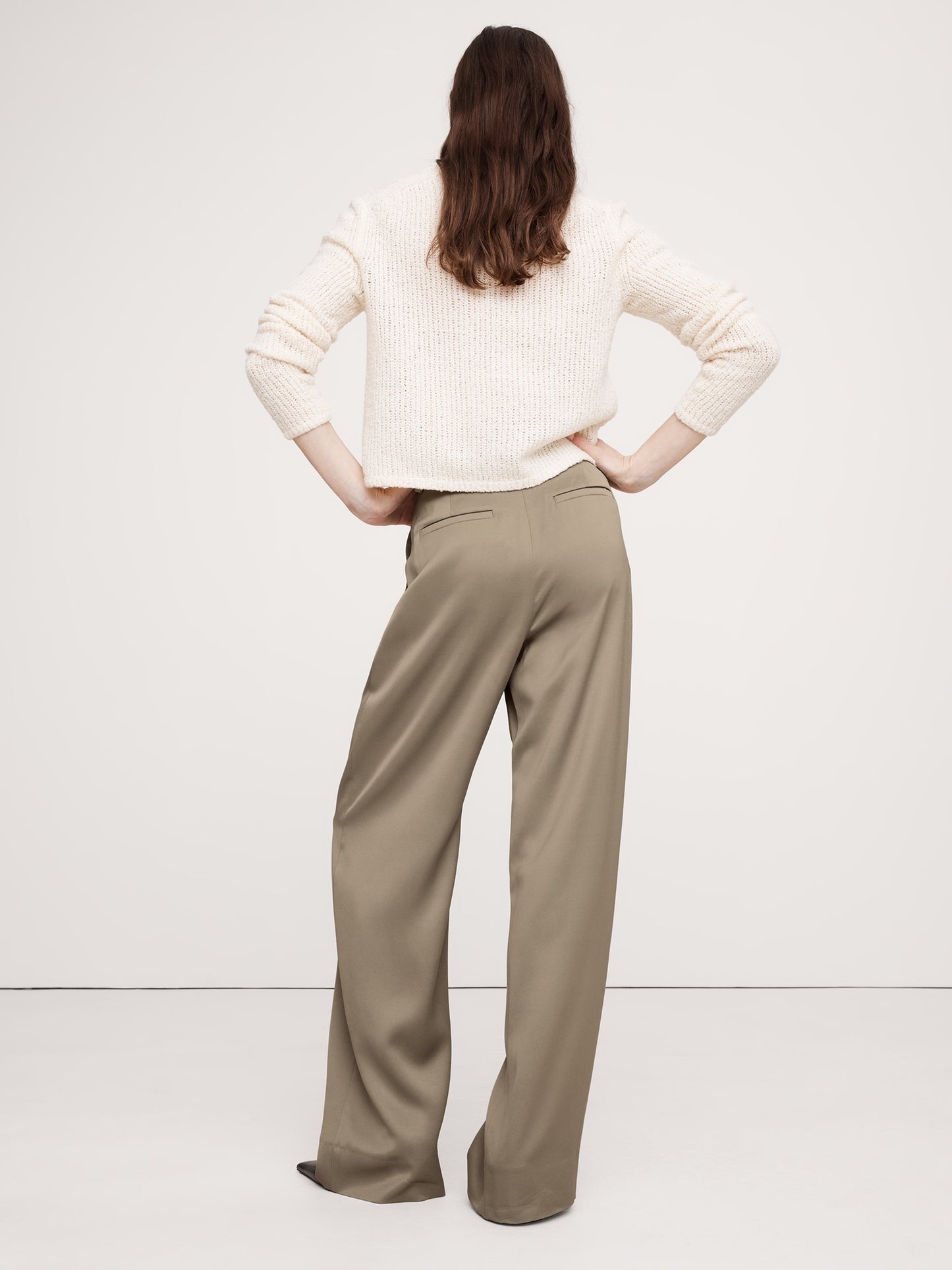 High-Rise Wide-Leg Italian Satin Pant