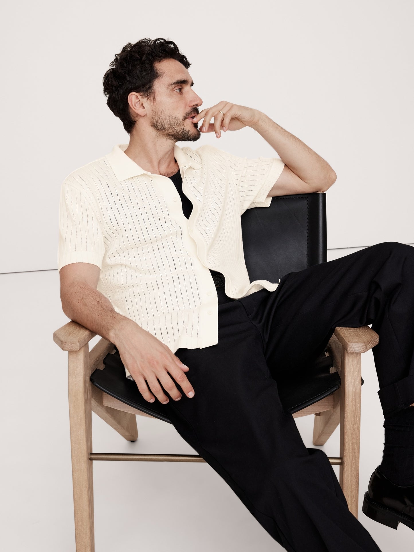 Ribbed Modal-Cotton Resort Shirt