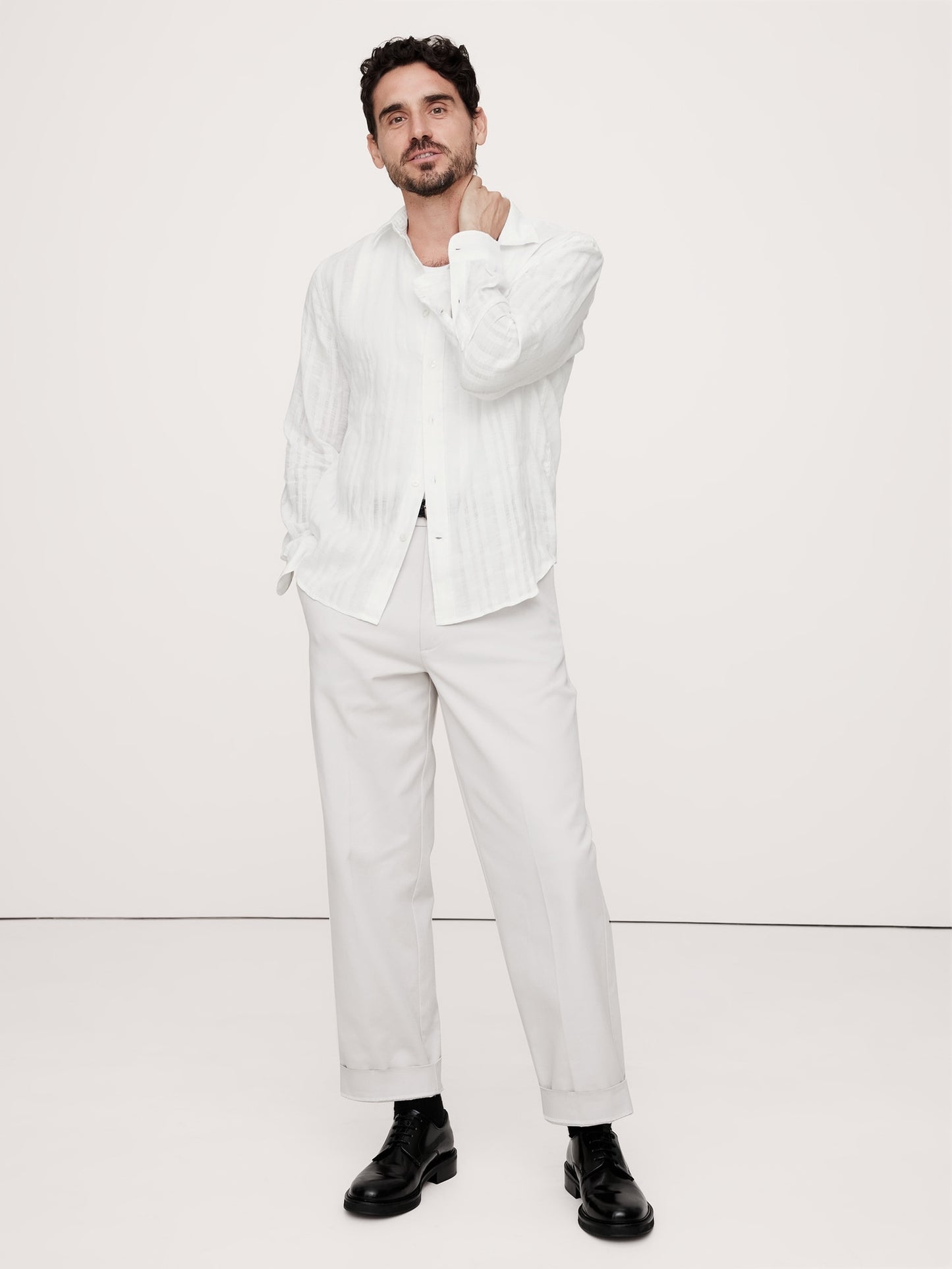 Standard-Fit Linen-Cotton Shirt