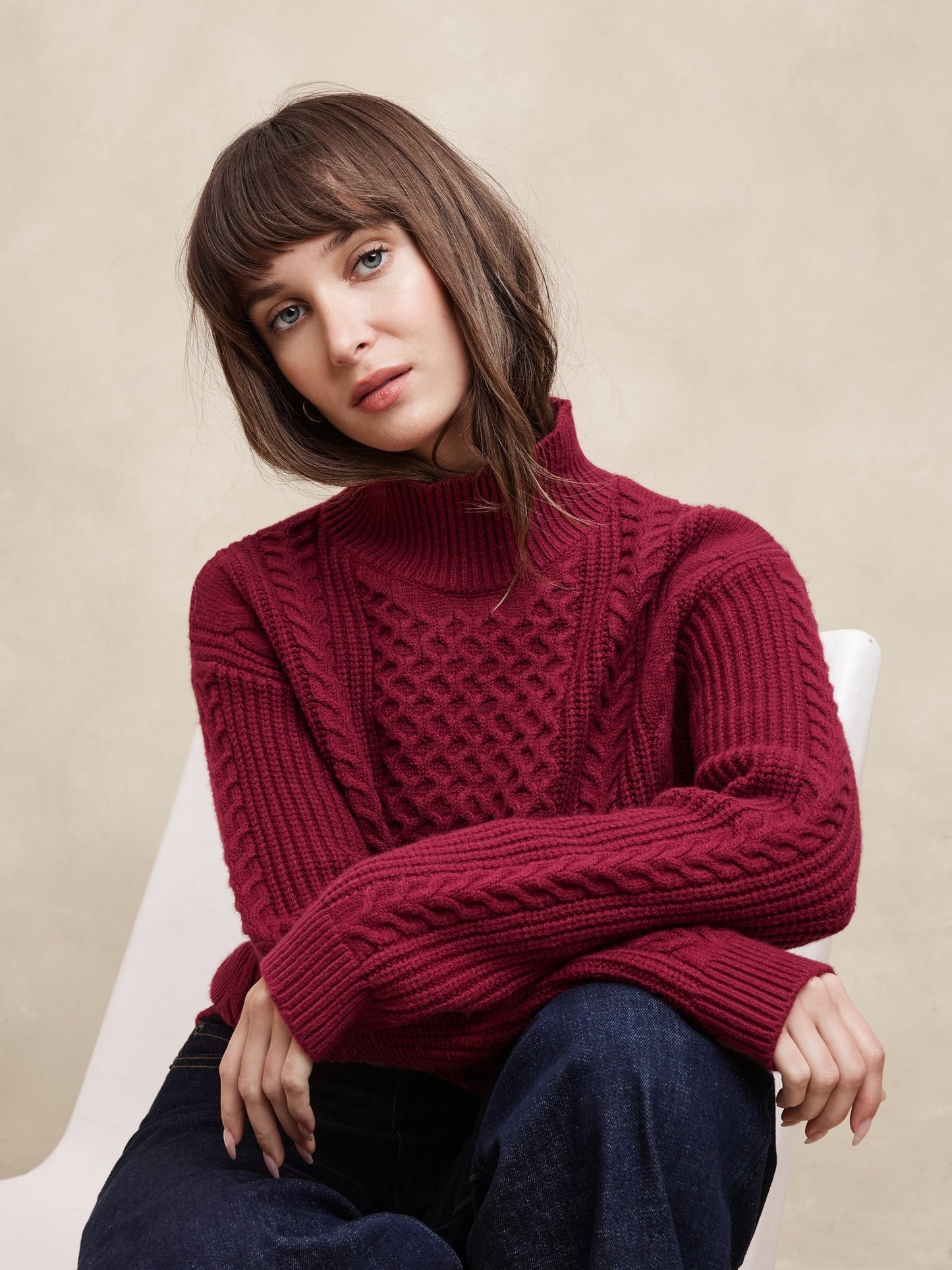 Cable Turtle-Neck Sweater