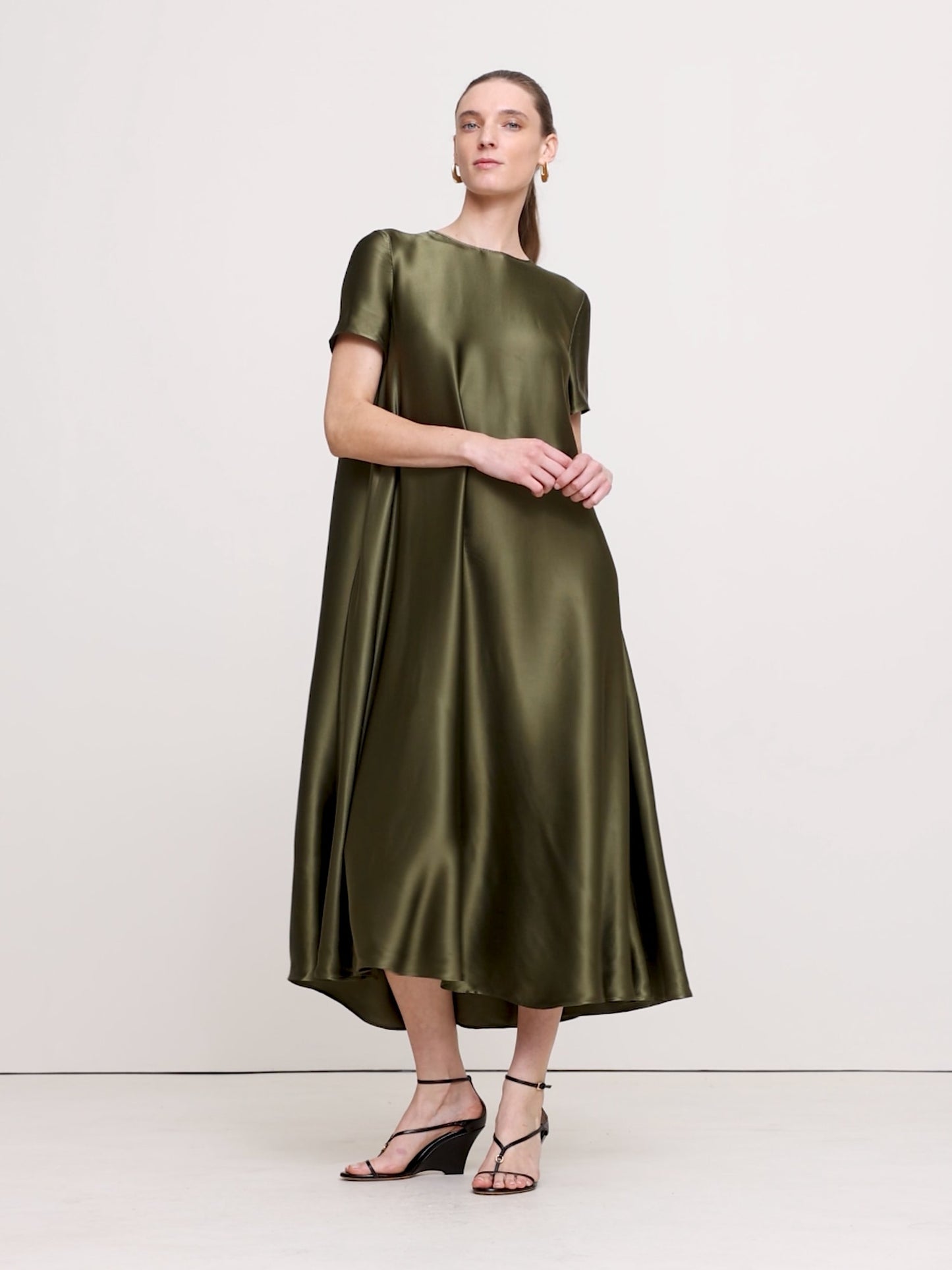 Aurelia Italian Satin Trapeze Dress