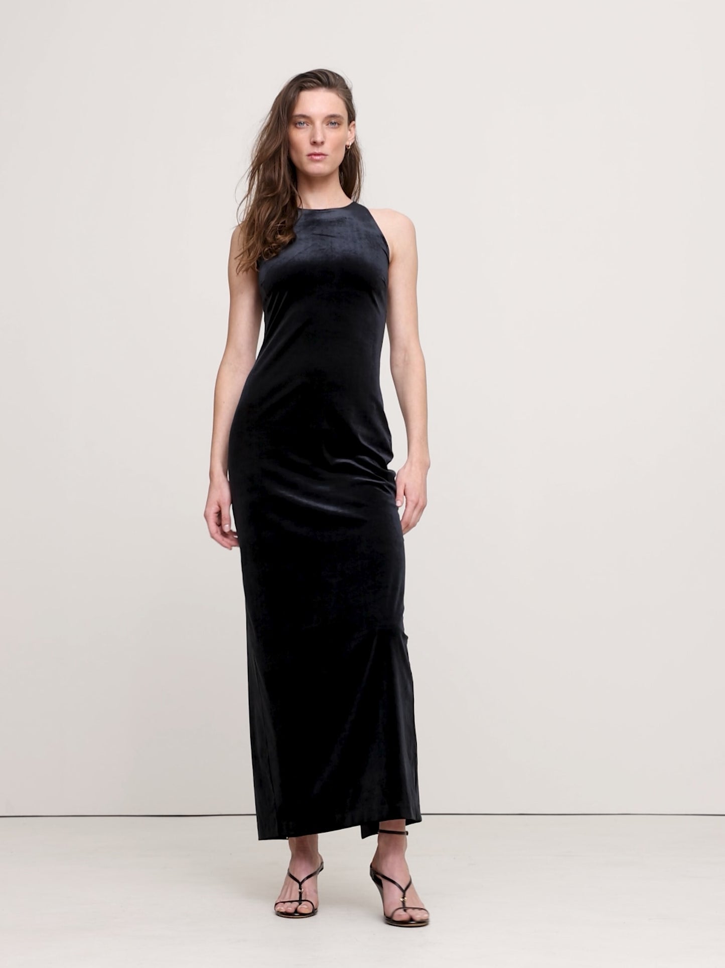 Stretch-Velvet Maxi Dress