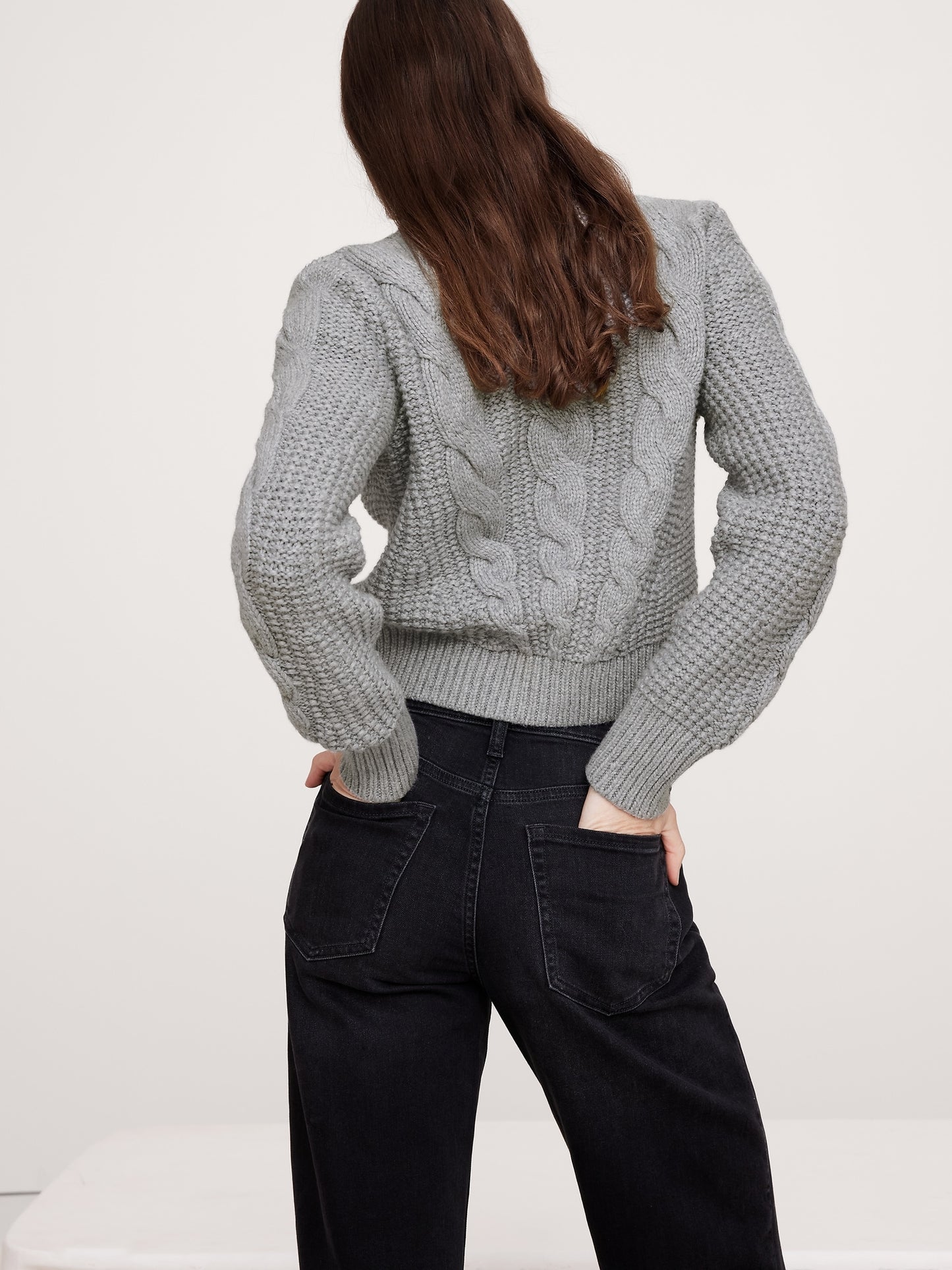 Cotton-Blend Cable-Knit Sweater