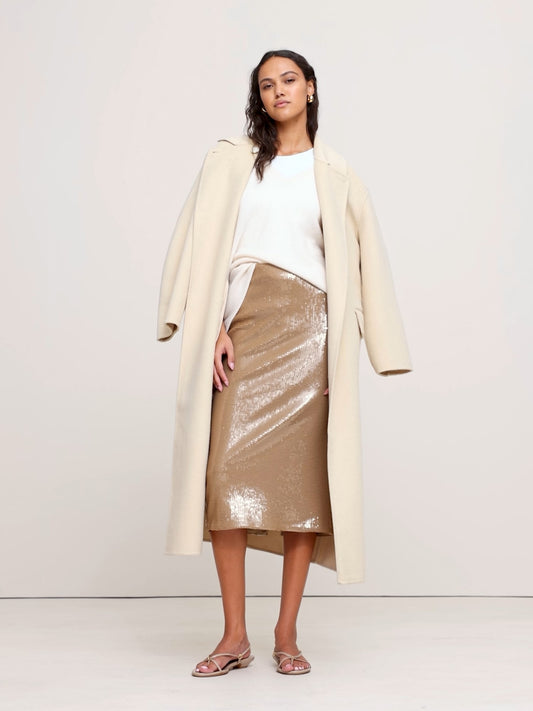 Stretch-Sequin Midi Skirt