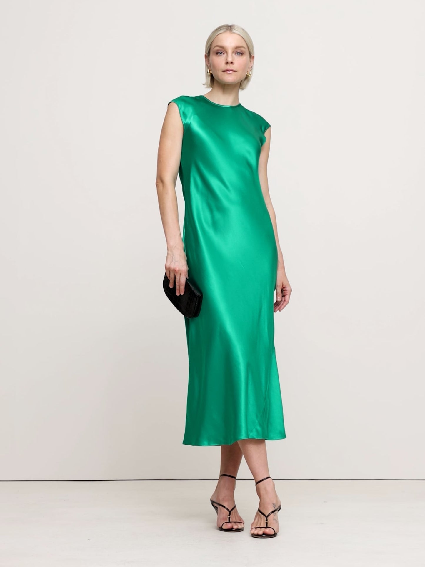 Bias-Cut Satin Midi Dress