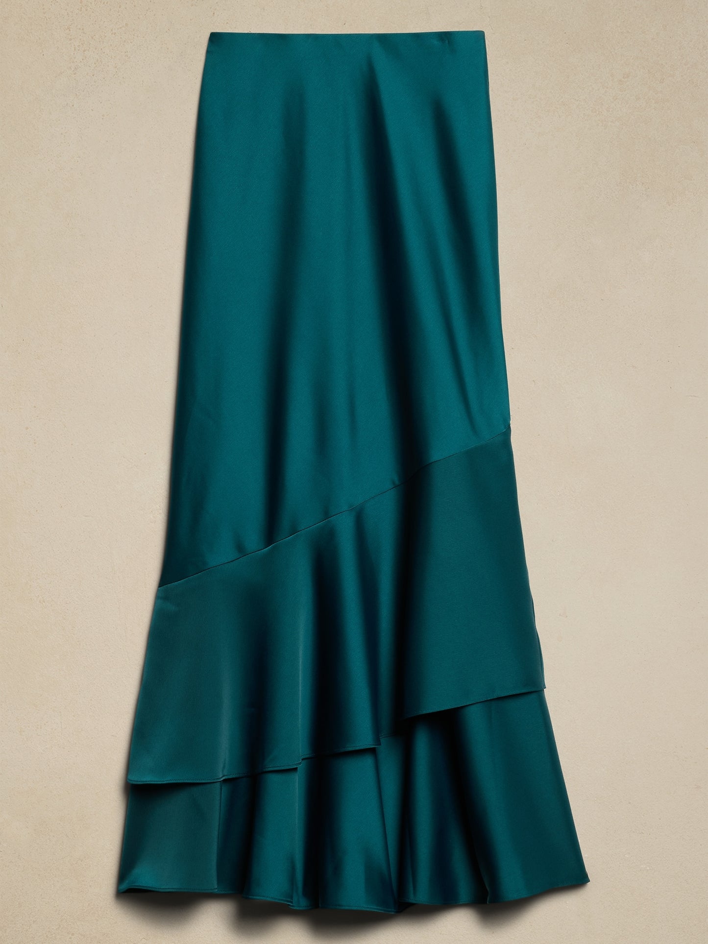 Satin Tiered Maxi Skirt