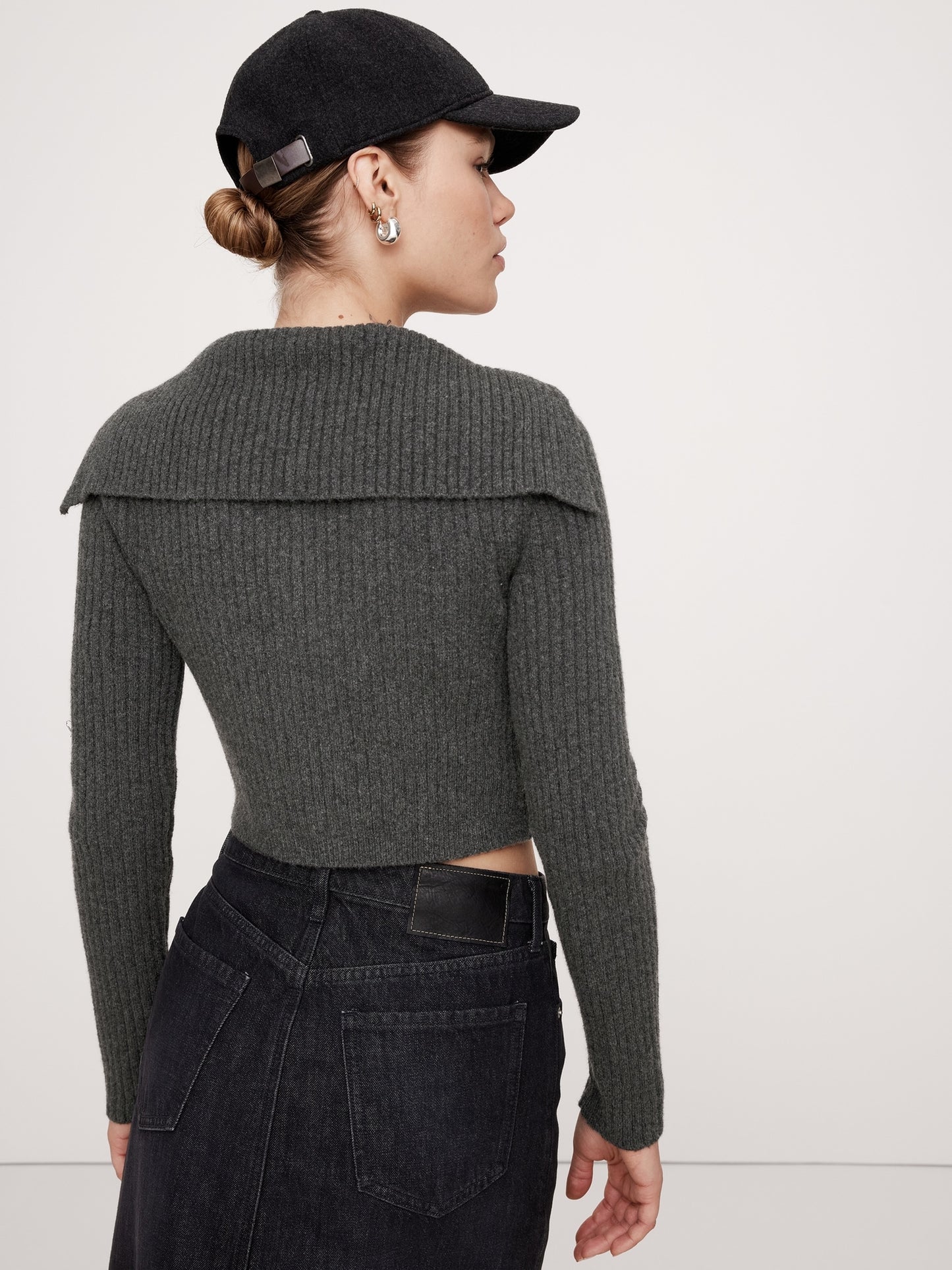 Ribbed Bomber Sweater with Cashmere