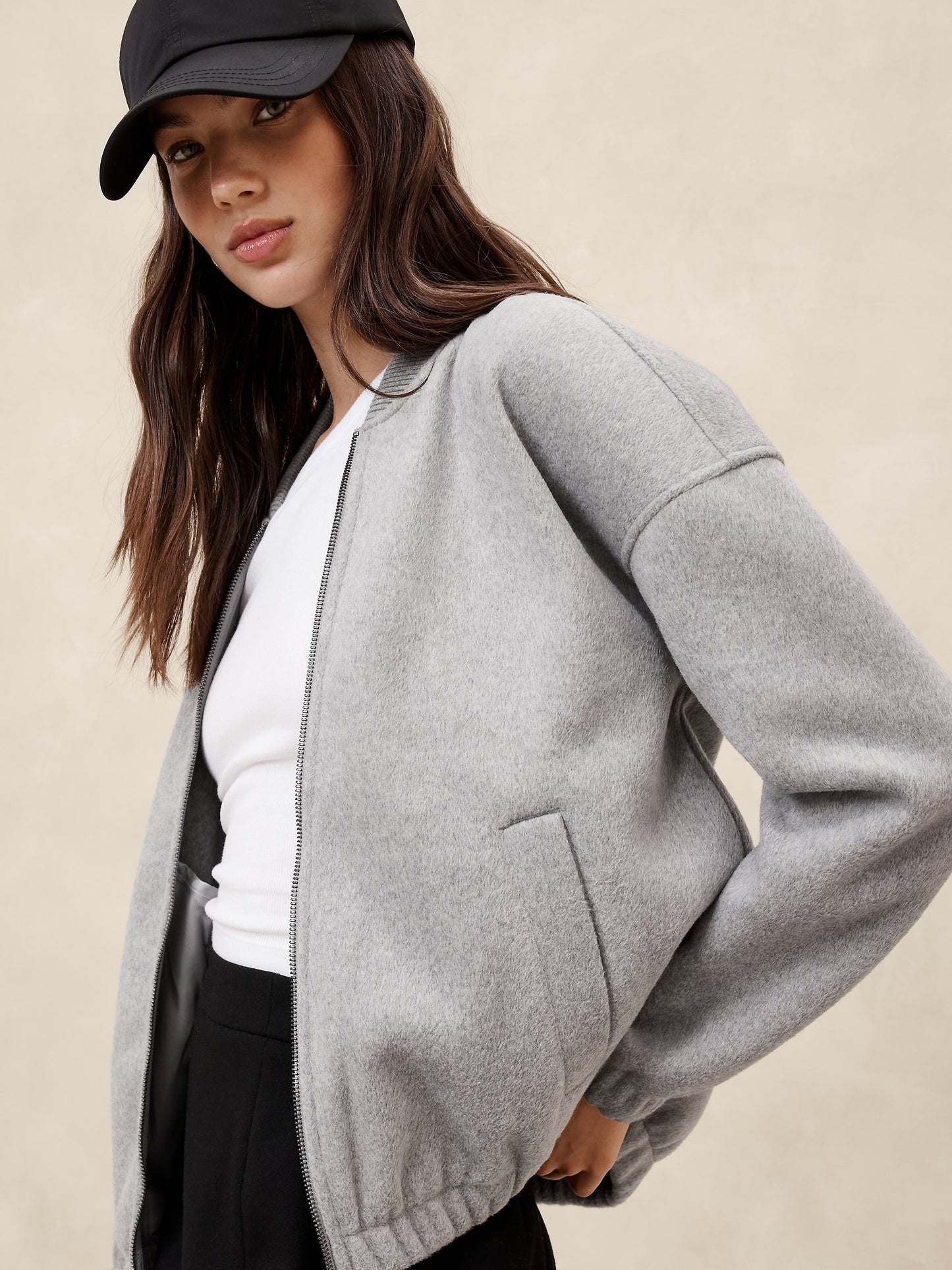 Knit Melton Bomber Jacket