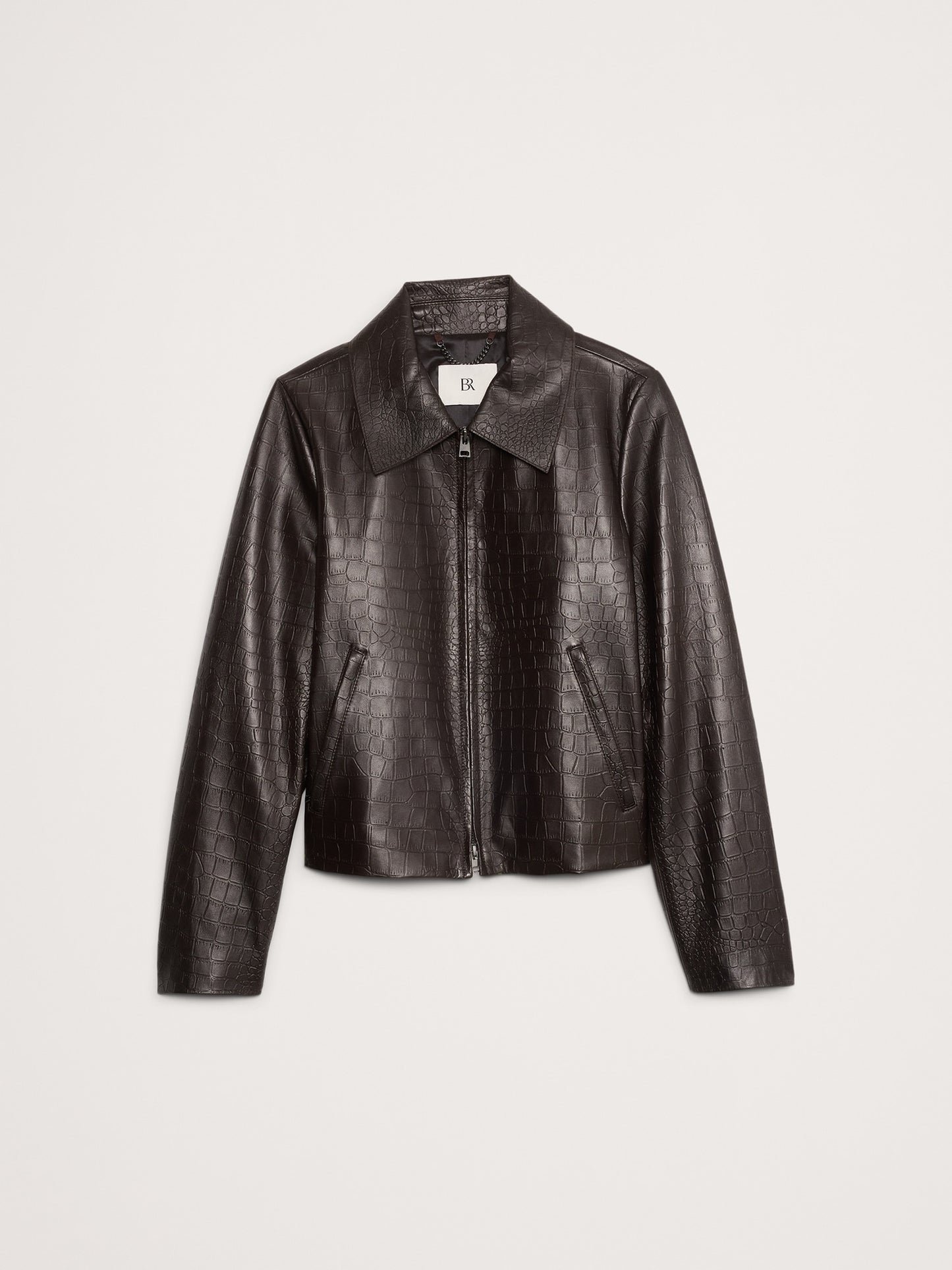 Crocodile-Embossed Leather Jacket