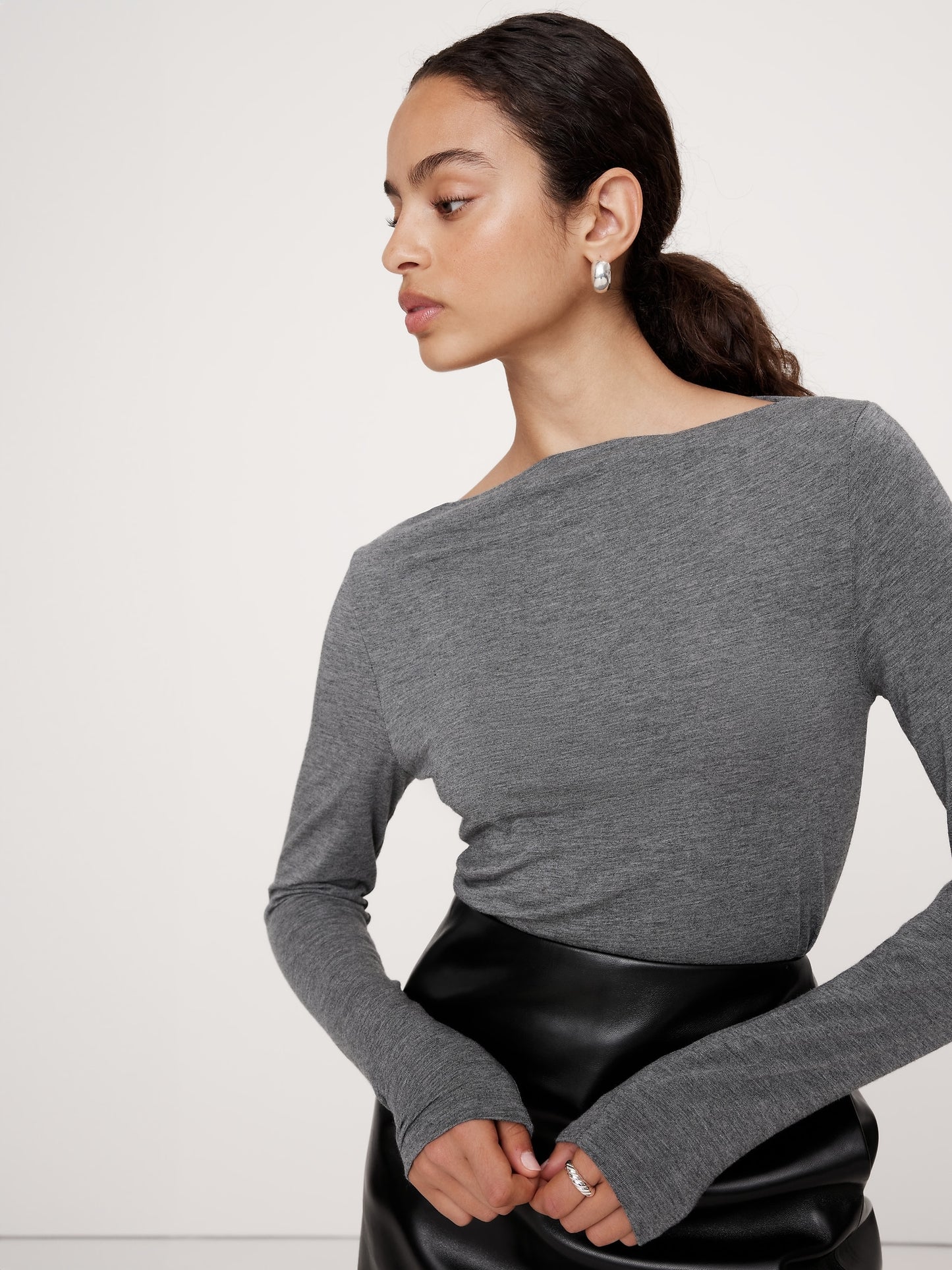 Luxe Wool-Blend Boat-Neck Top