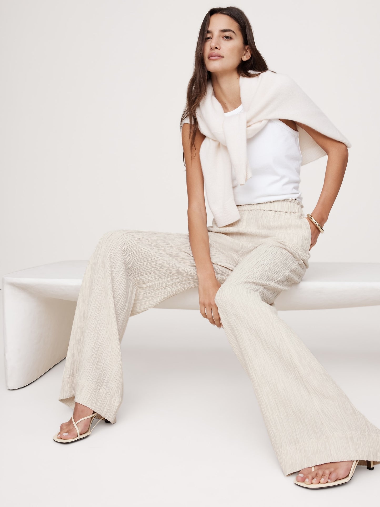 Crinkle Crepe Pull-On Pant