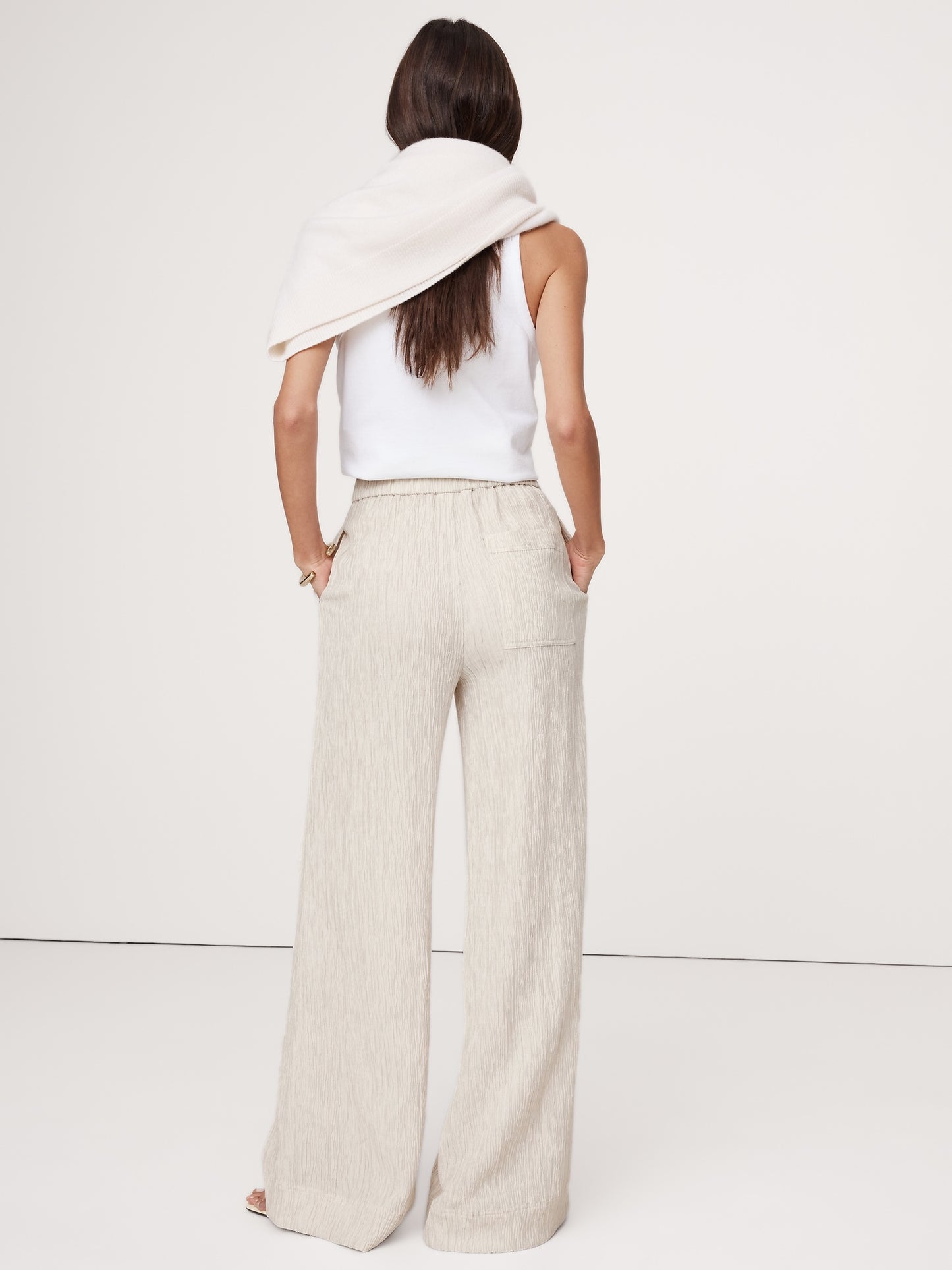 Crinkle Crepe Pull-On Pant