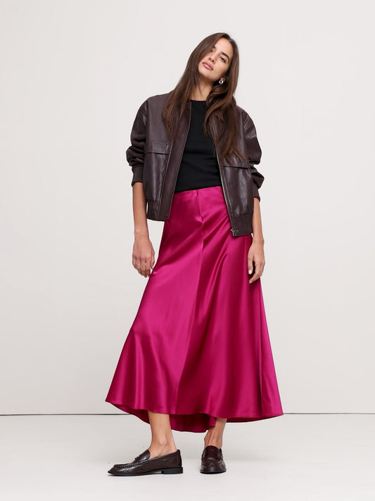 Bias-Cut Silk Midi Skirt