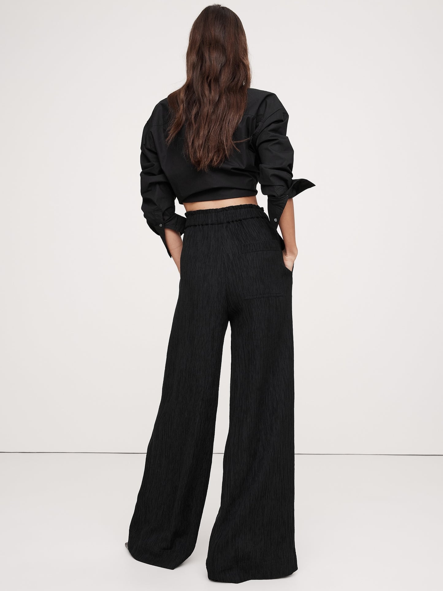 Crinkle Crepe Pull-On Pant