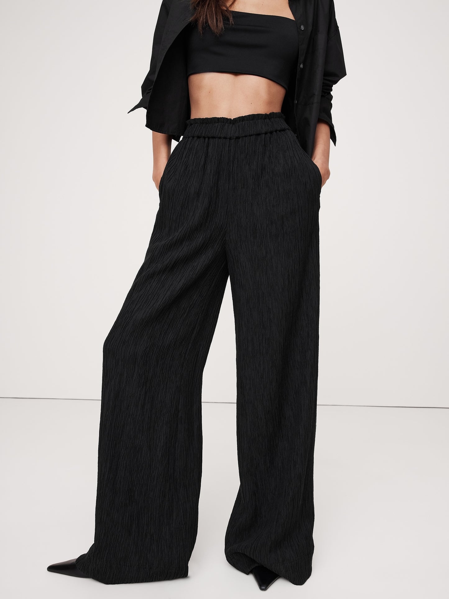 Crinkle Crepe Pull-On Pant