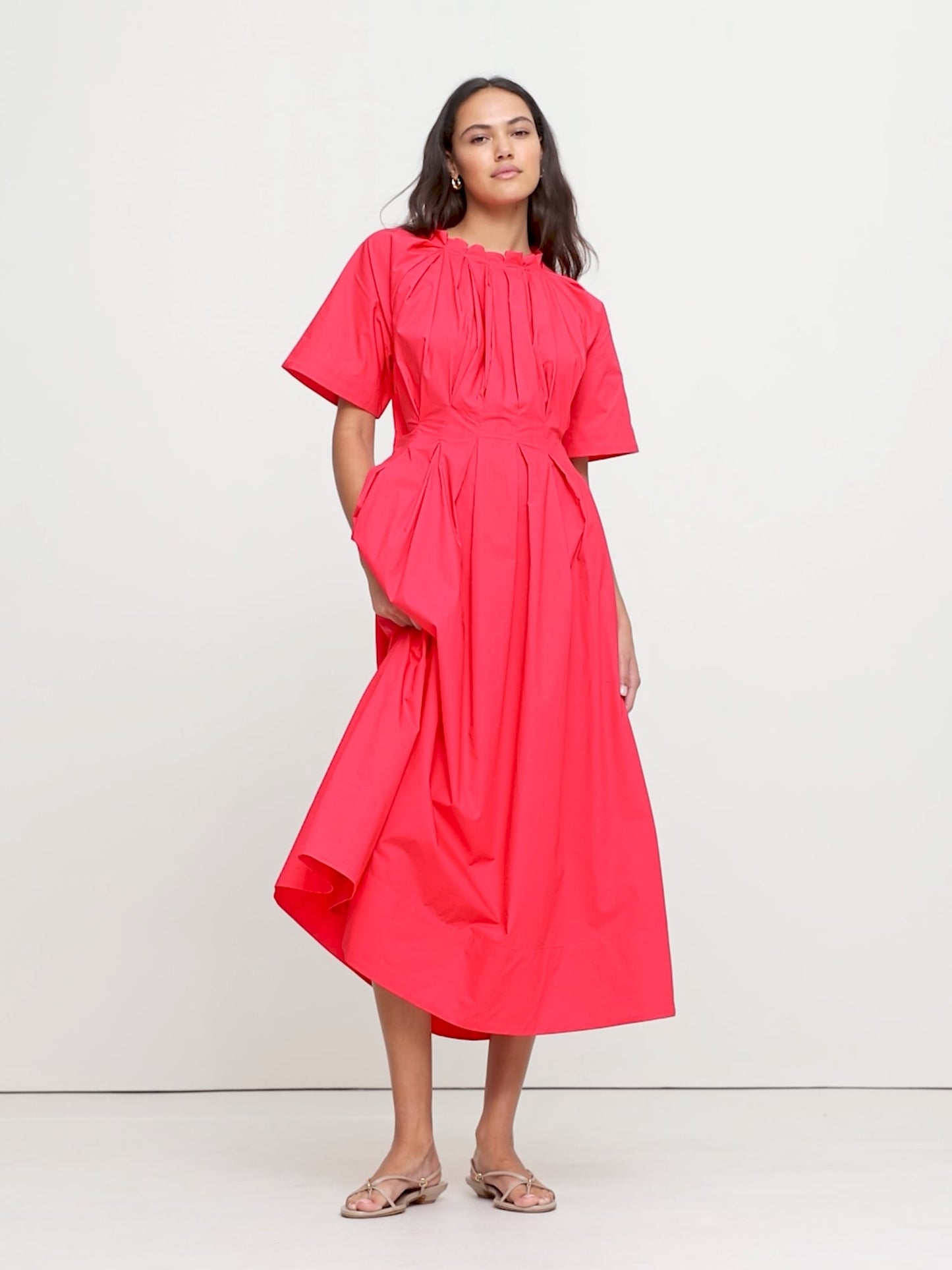 Poplin Open-Back Maxi Dress