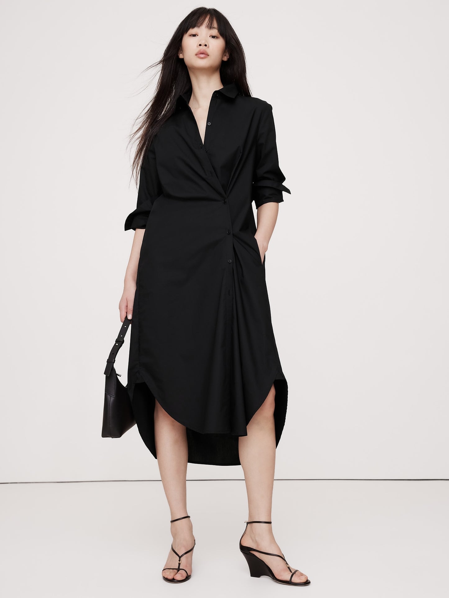 Poplin Asymmetrical Shirt Dress