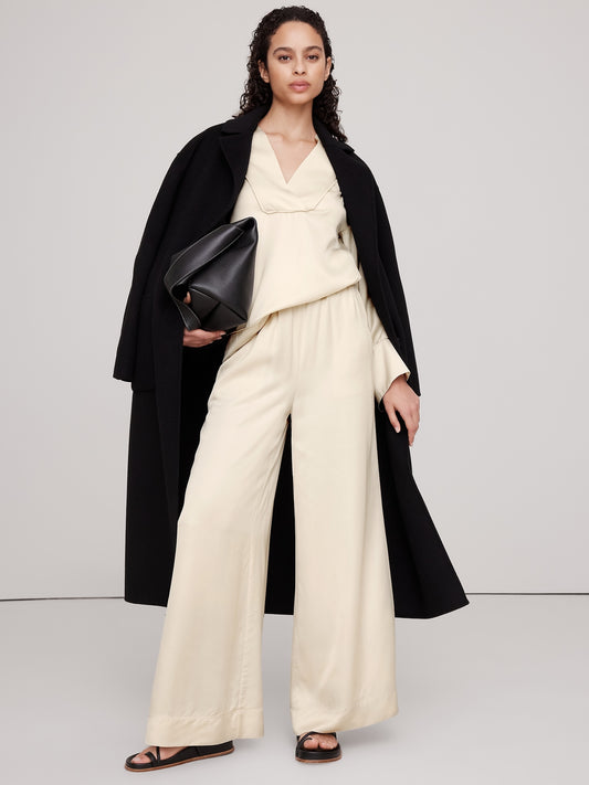 Pull-On Wide Leg Satin Pant