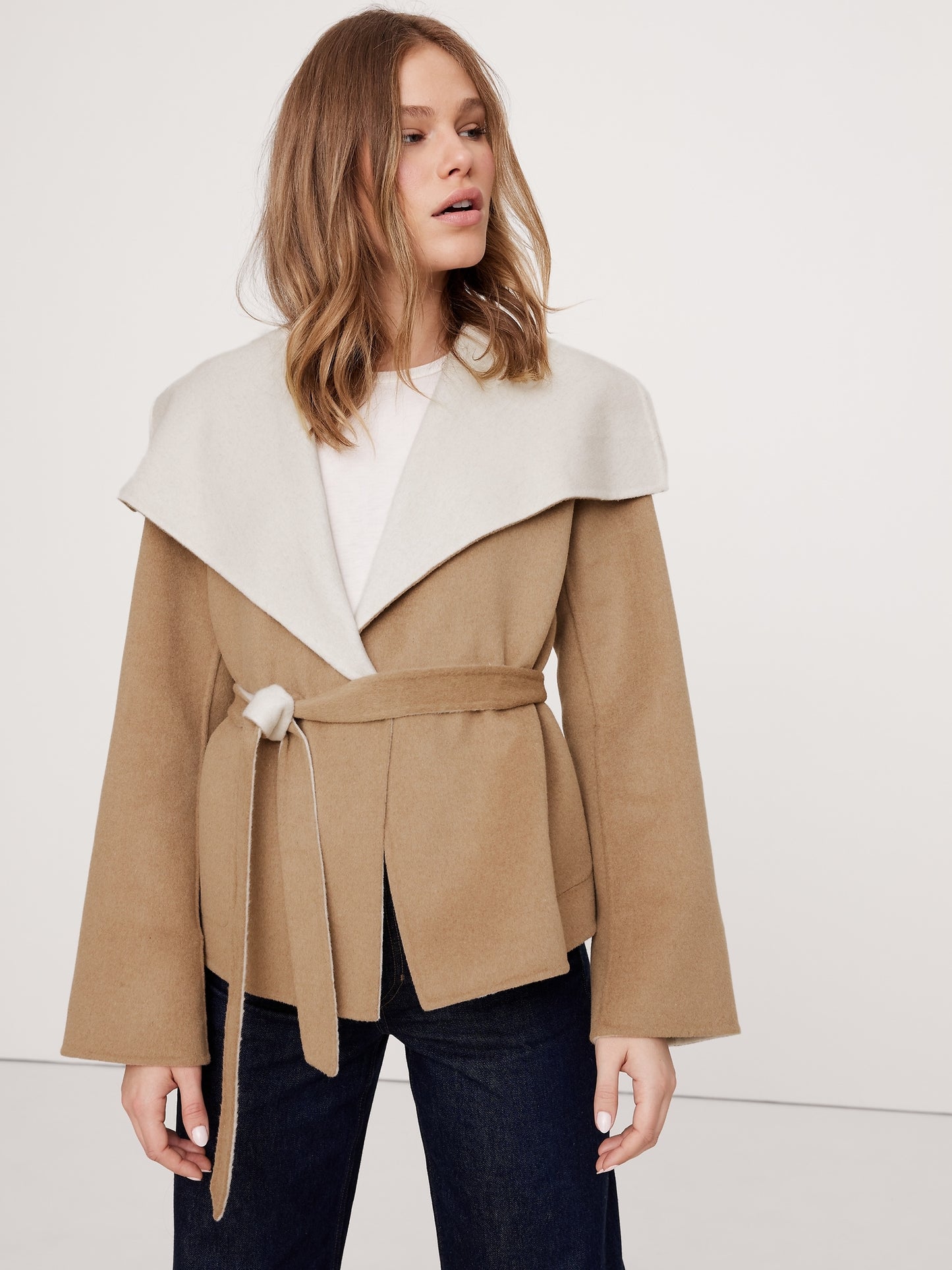 Double-Faced Short Wrap Coat