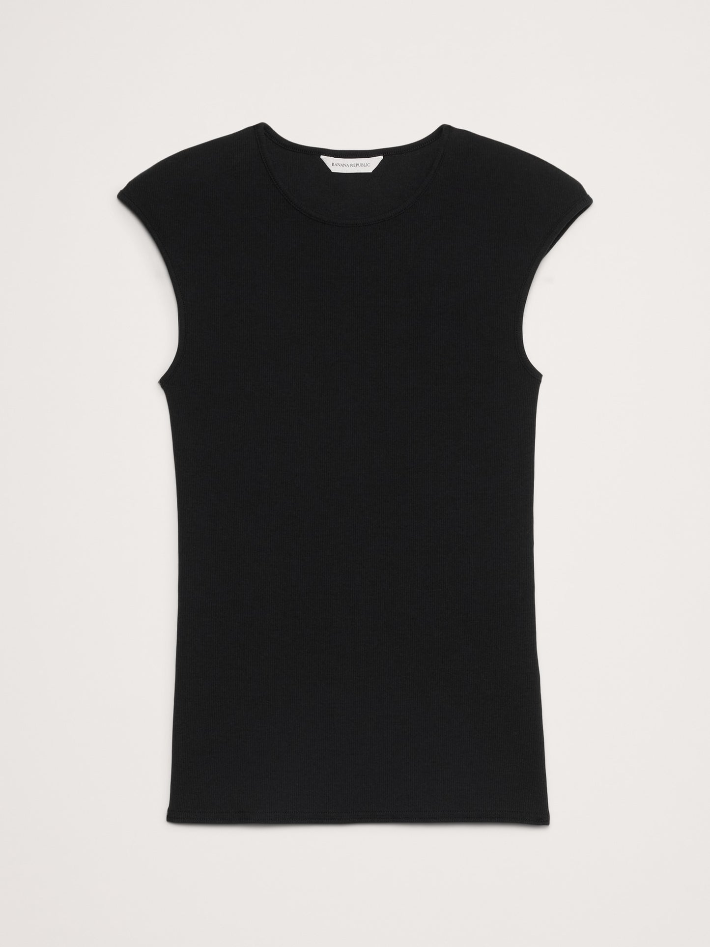 Ribbed Cap-Sleeve T-Shirt